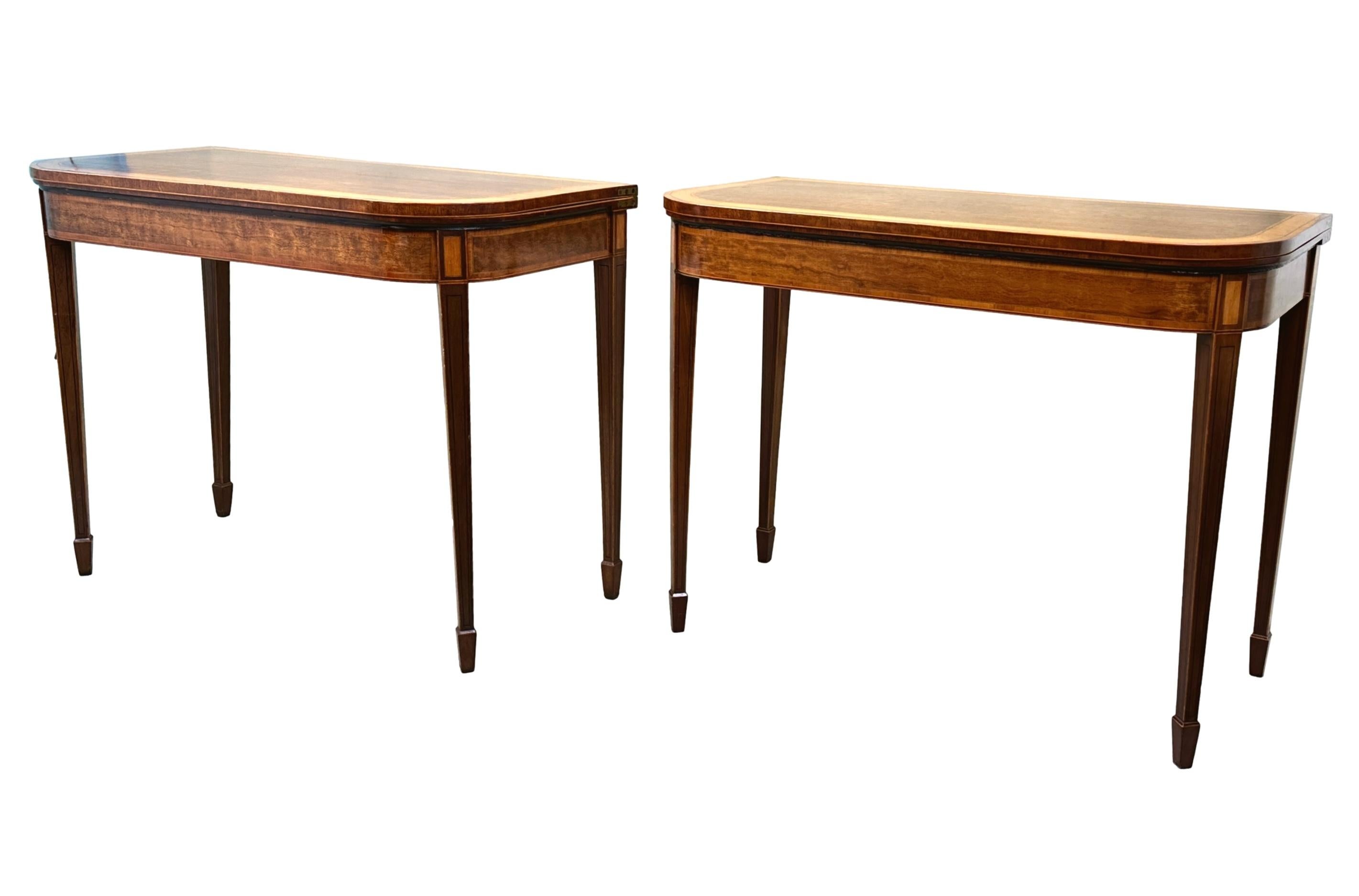 Georgian Mahogany Pair Of Card Tables In Good Condition For Sale In Bedfordshire, GB
