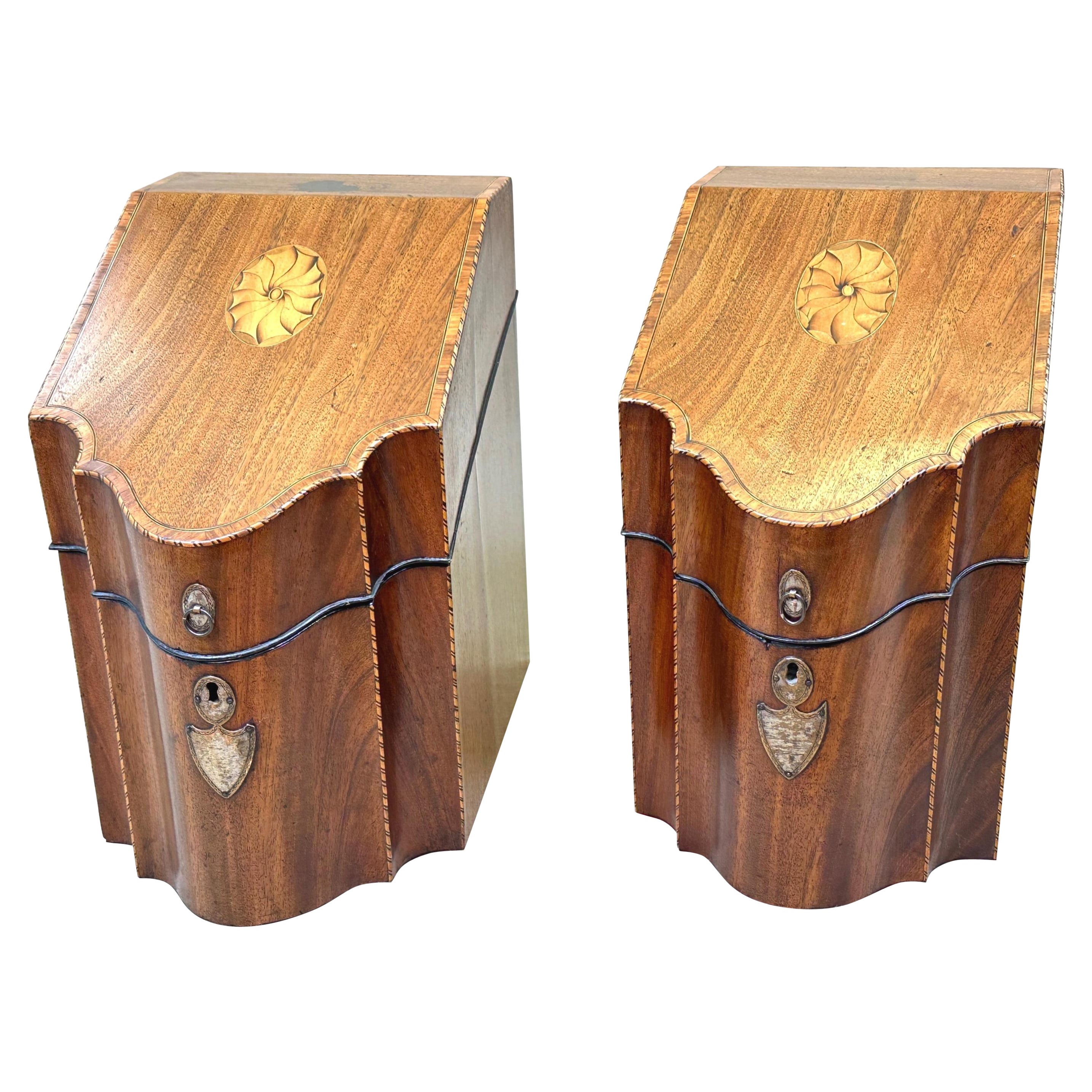 Georgian Mahogany Pair of Knife Boxes