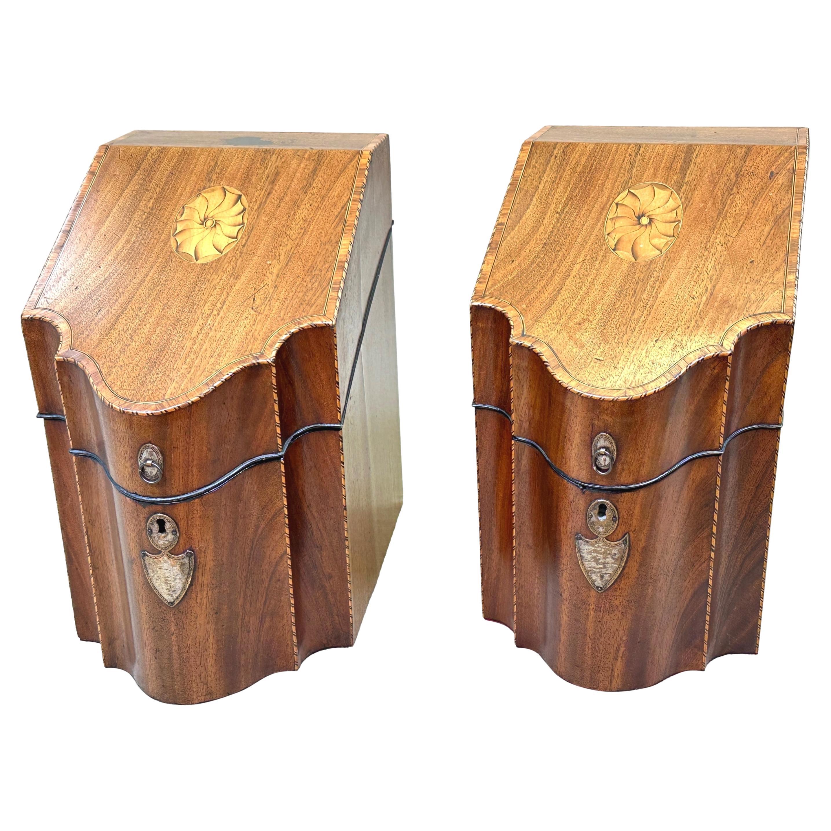 Georgian Mahogany Pair of Knife Boxes