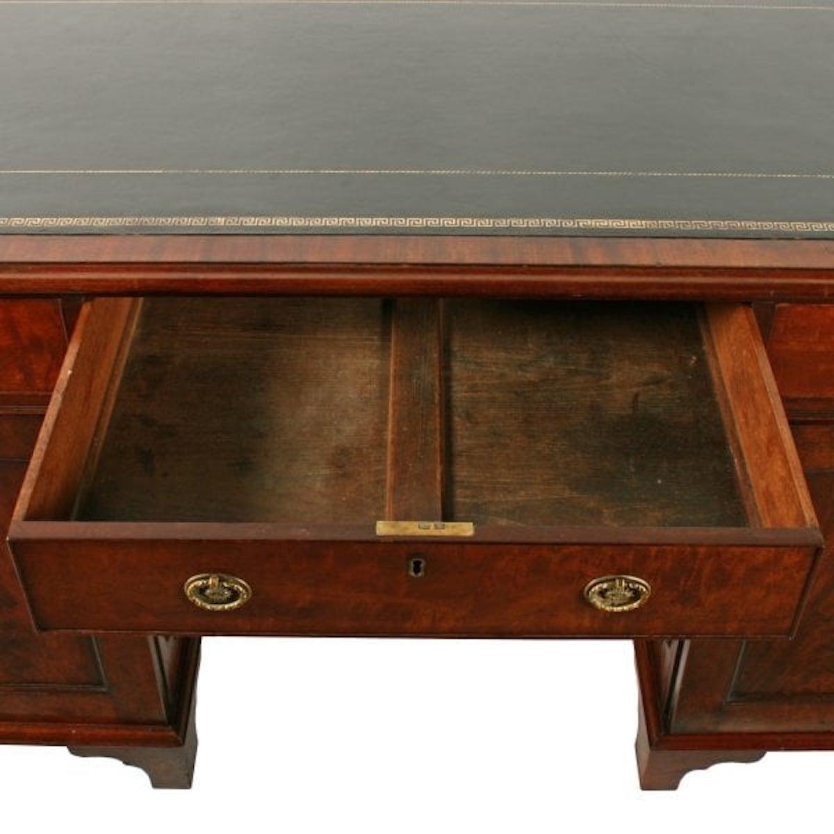 18th Century and Earlier Georgian Mahogany Pedestal Desk, 18th Century For Sale