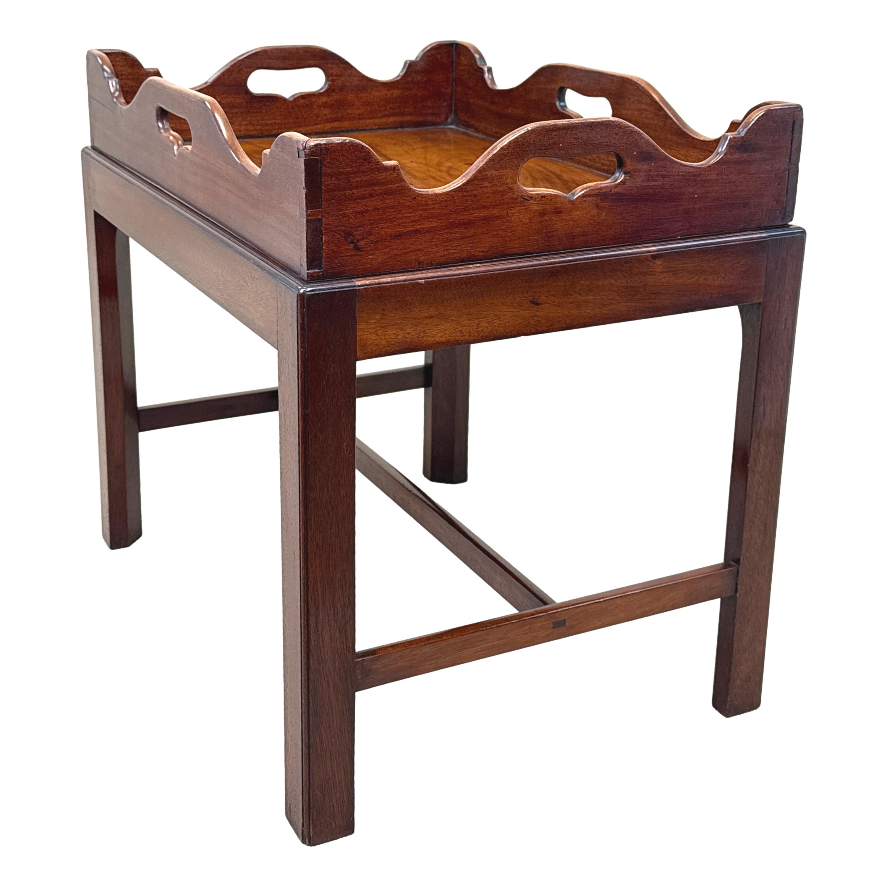 George III Georgian Mahogany Rectangular Tray On Stand For Sale