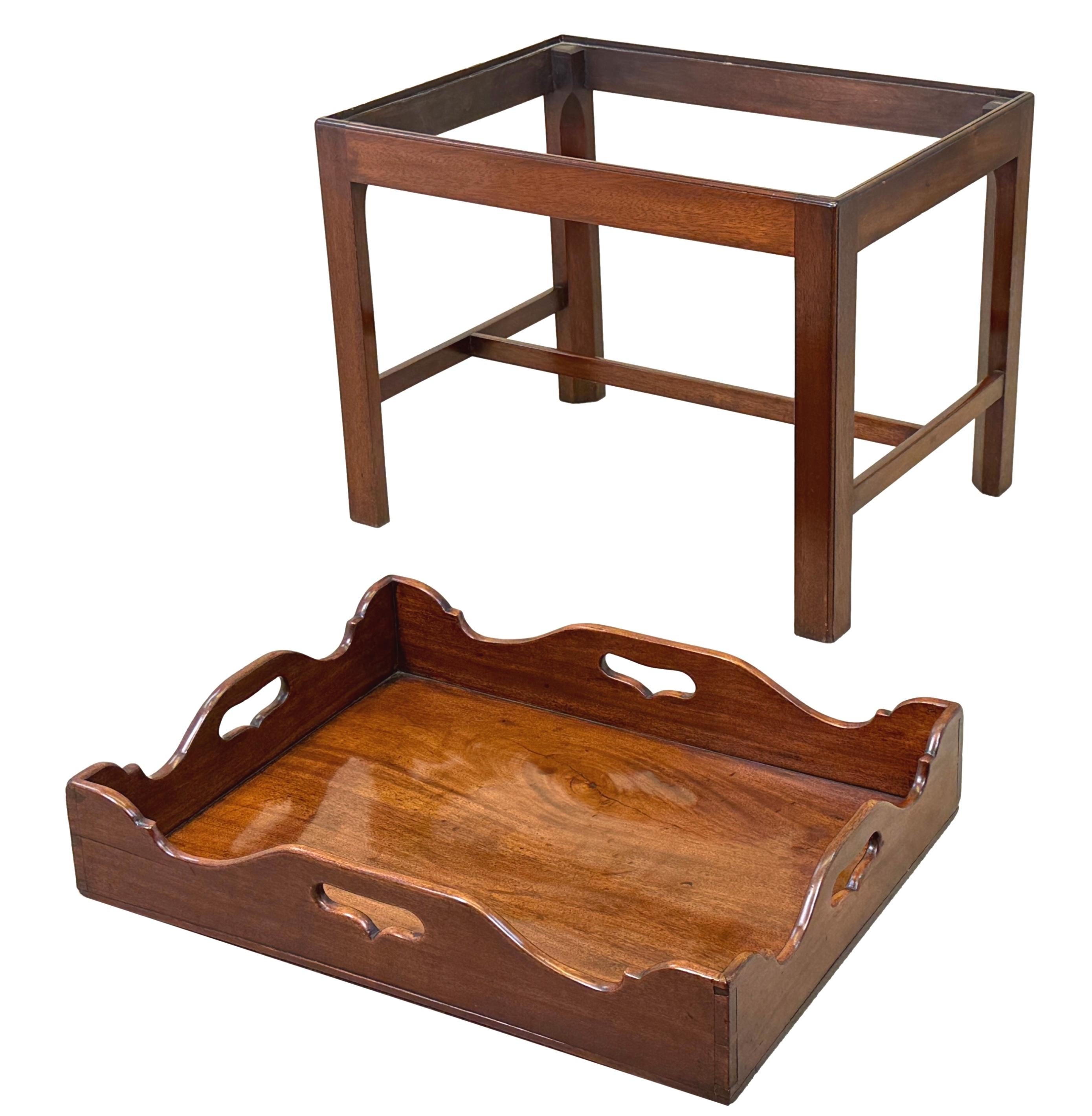 English Georgian Mahogany Rectangular Tray On Stand For Sale