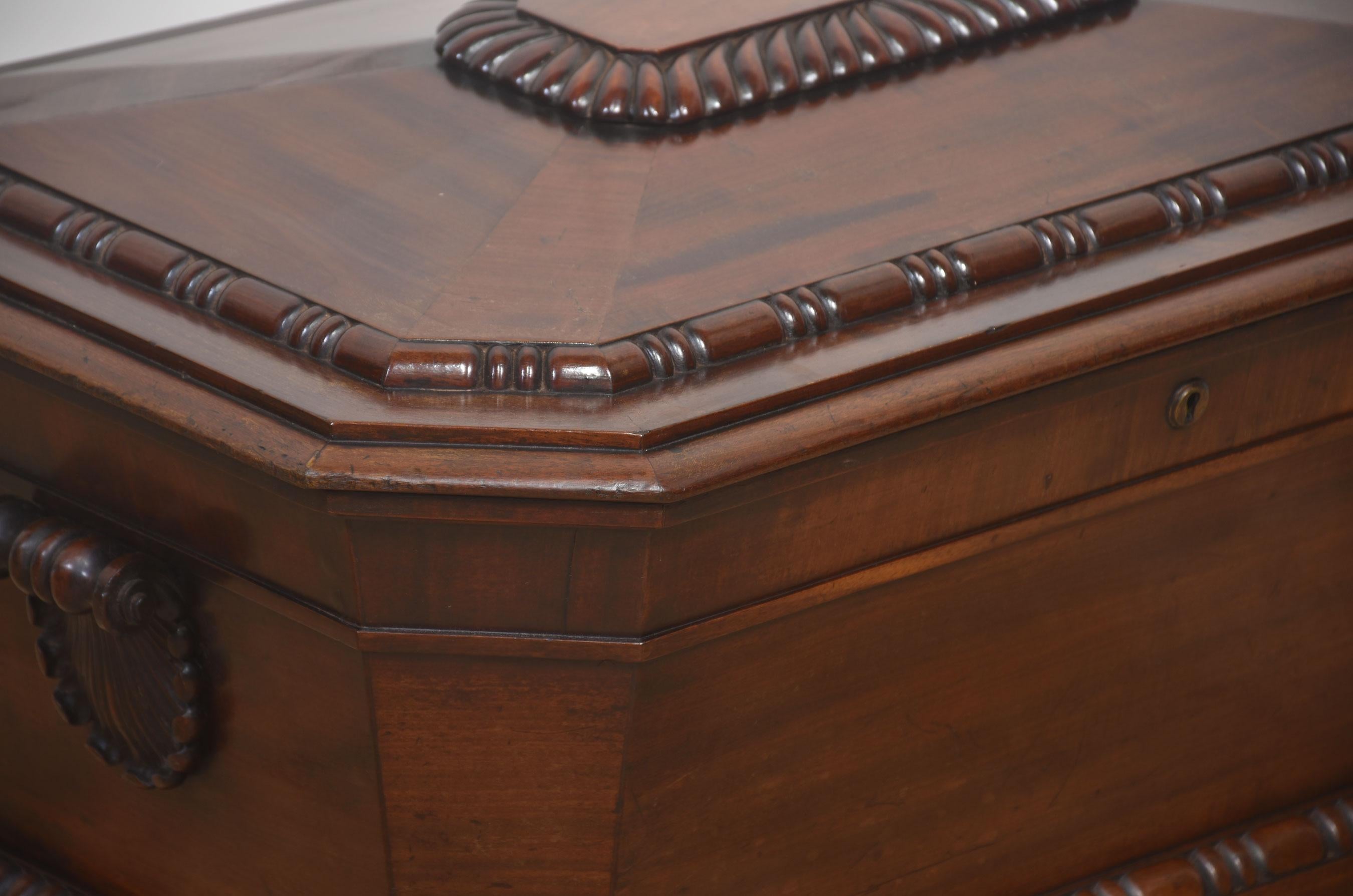 British Georgian Mahogany Sarcophagus Cellarette For Sale
