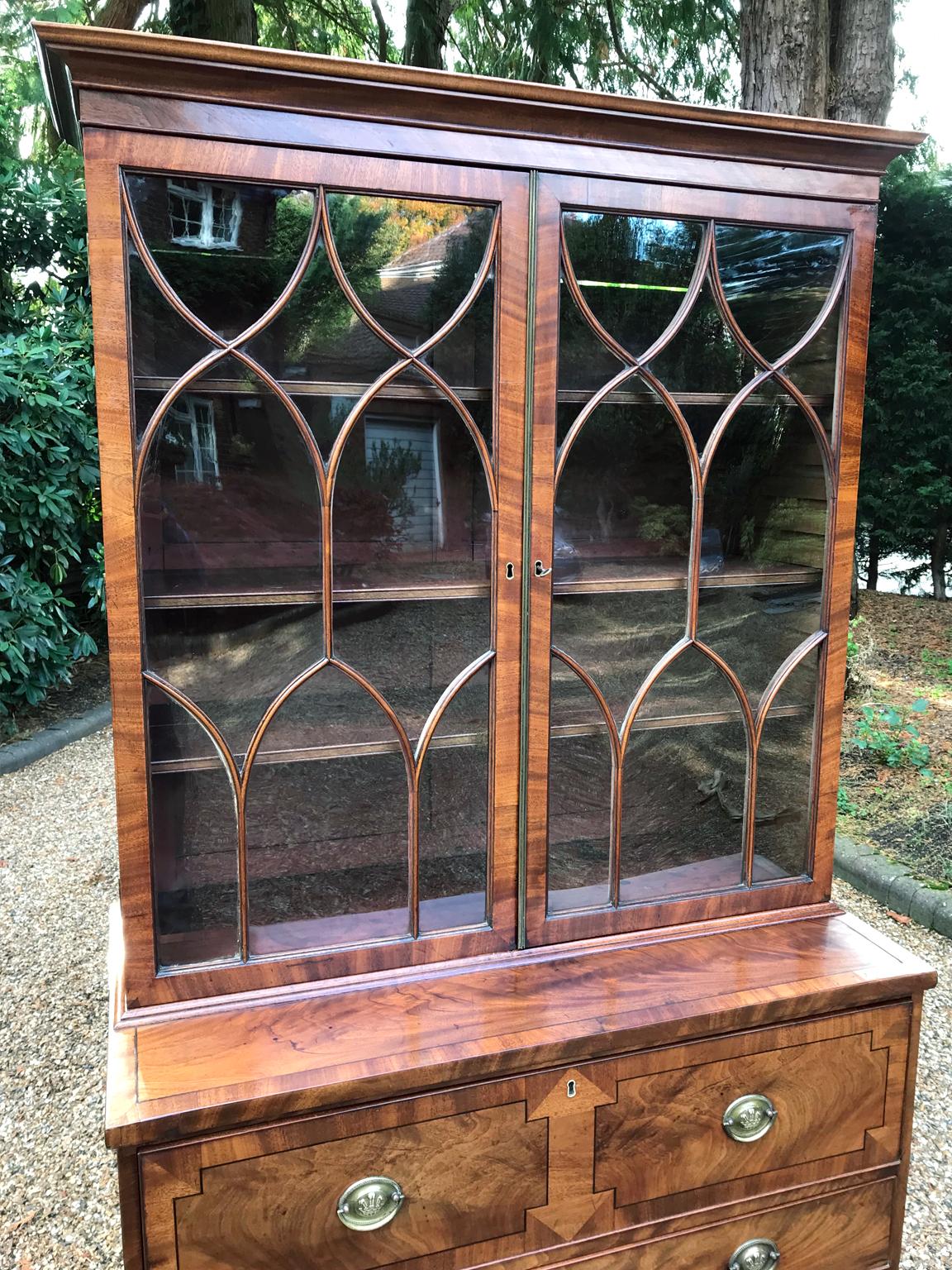 18th Century and Earlier Georgian Mahogany Secrétaire Bookcase or Chest