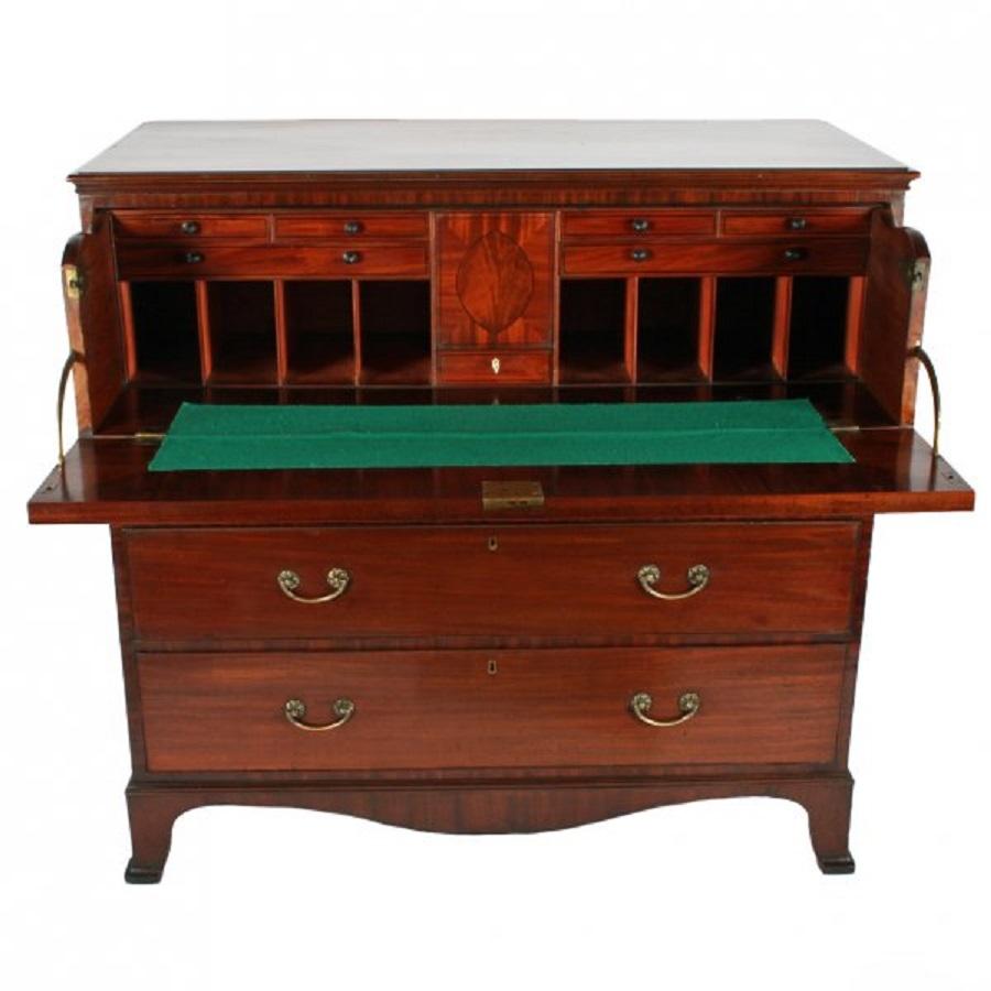 European Georgian Mahogany Secretaire Chest, 19th Century For Sale