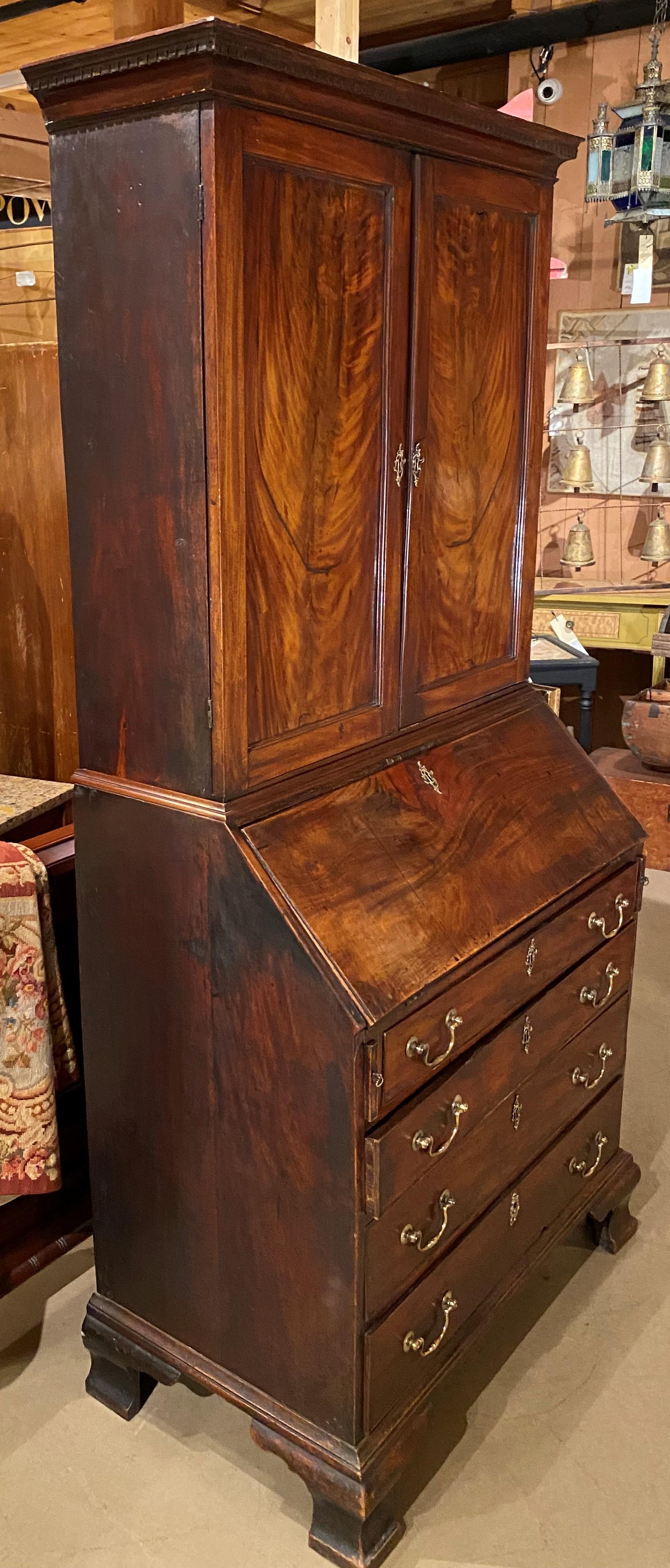 Late 18th Century Georgian Mahogany Secretary Bookcase, circa 1770