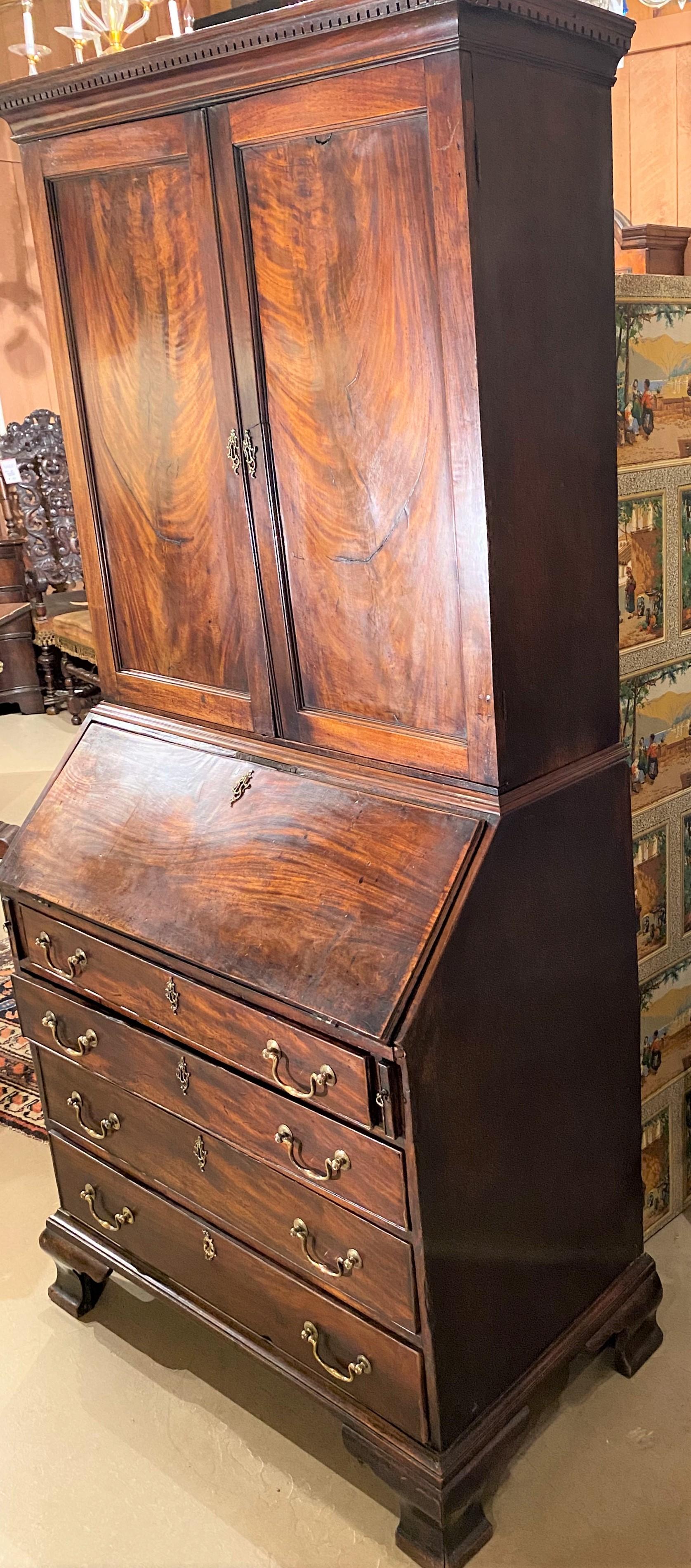 Wood Georgian Mahogany Secretary Bookcase, circa 1770