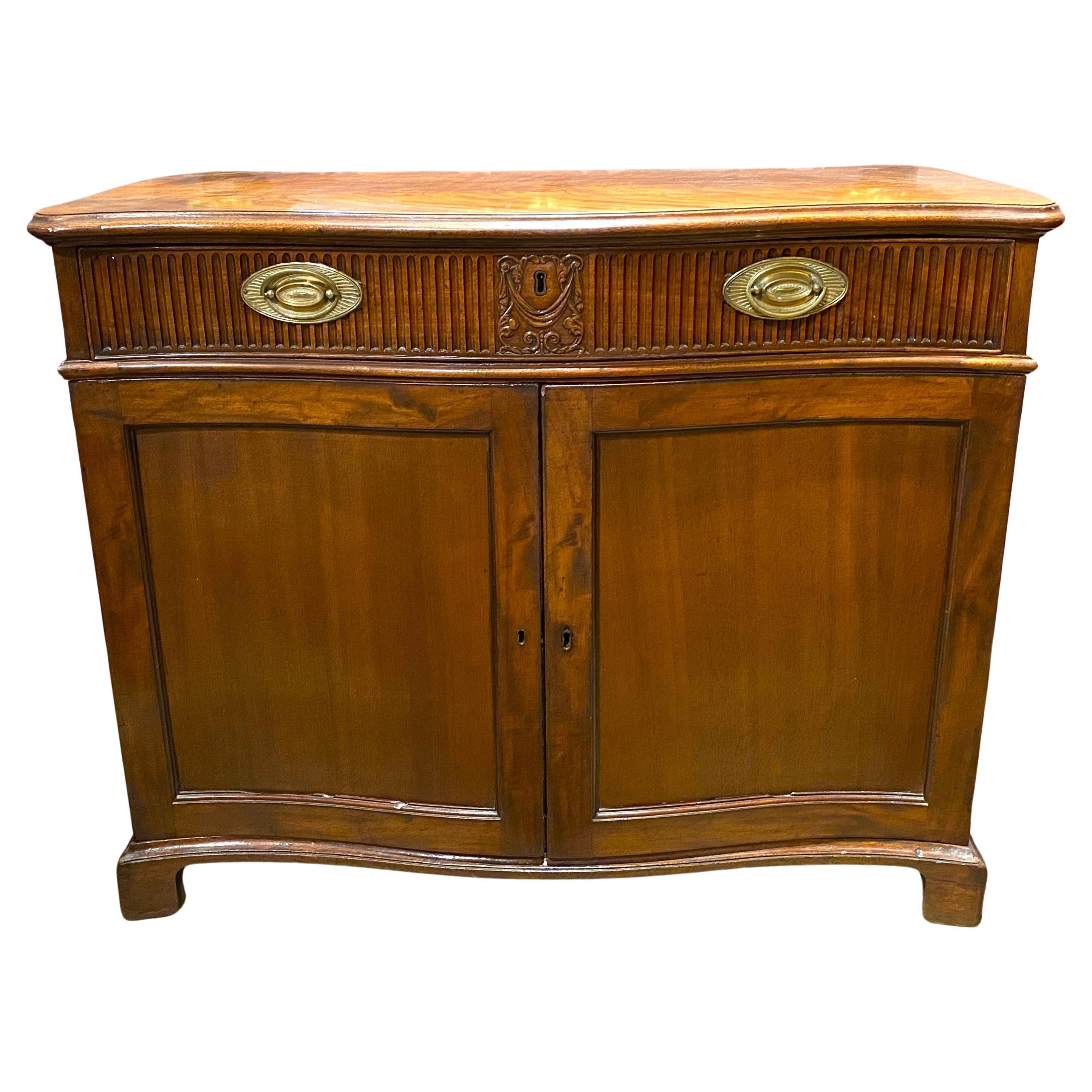 Georgian Mahogany Serpentine Butler’s Desk or Library Cabinet