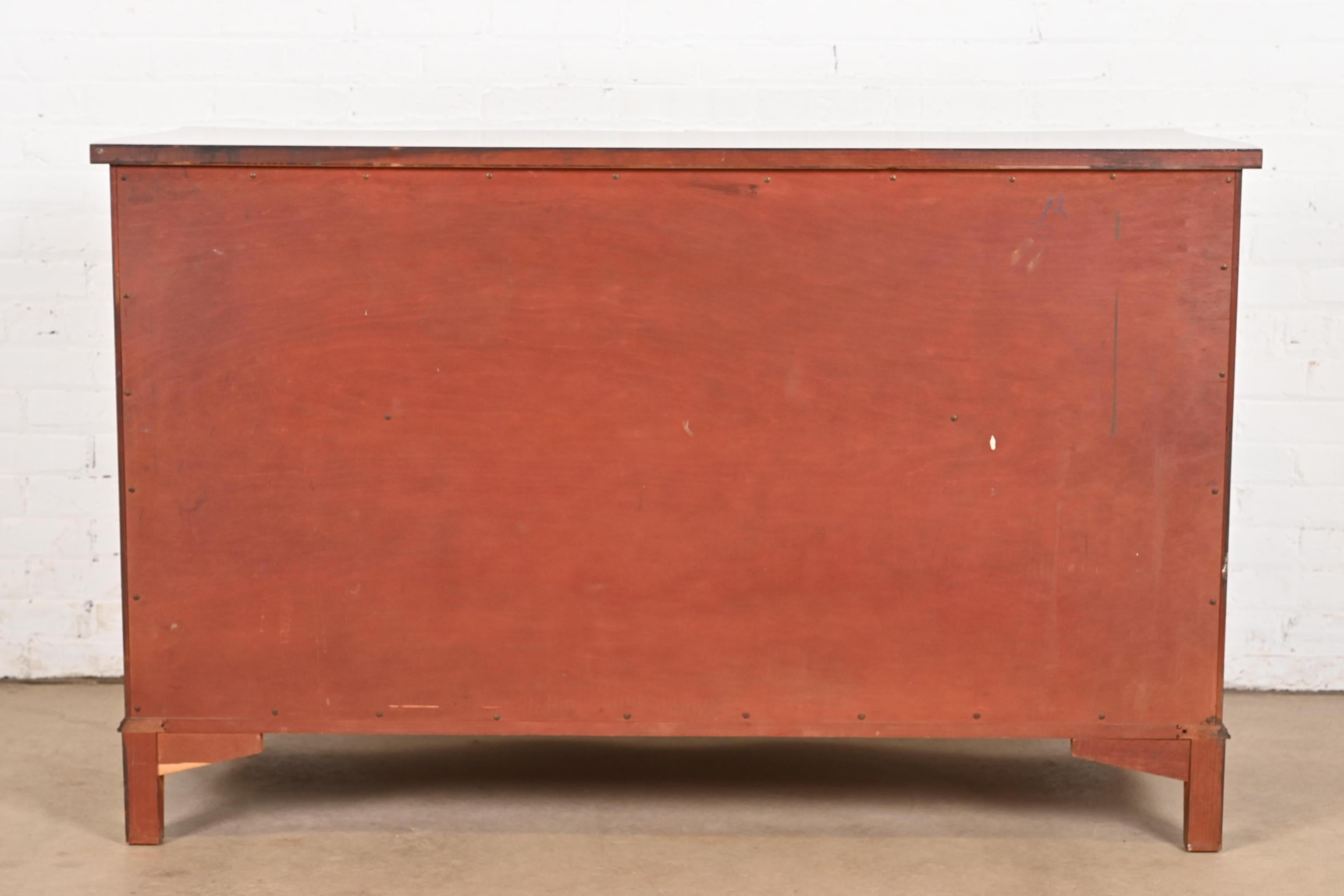 Georgian Mahogany Serpentine Front Eight Drawer Dresser by White Furniture For Sale 6