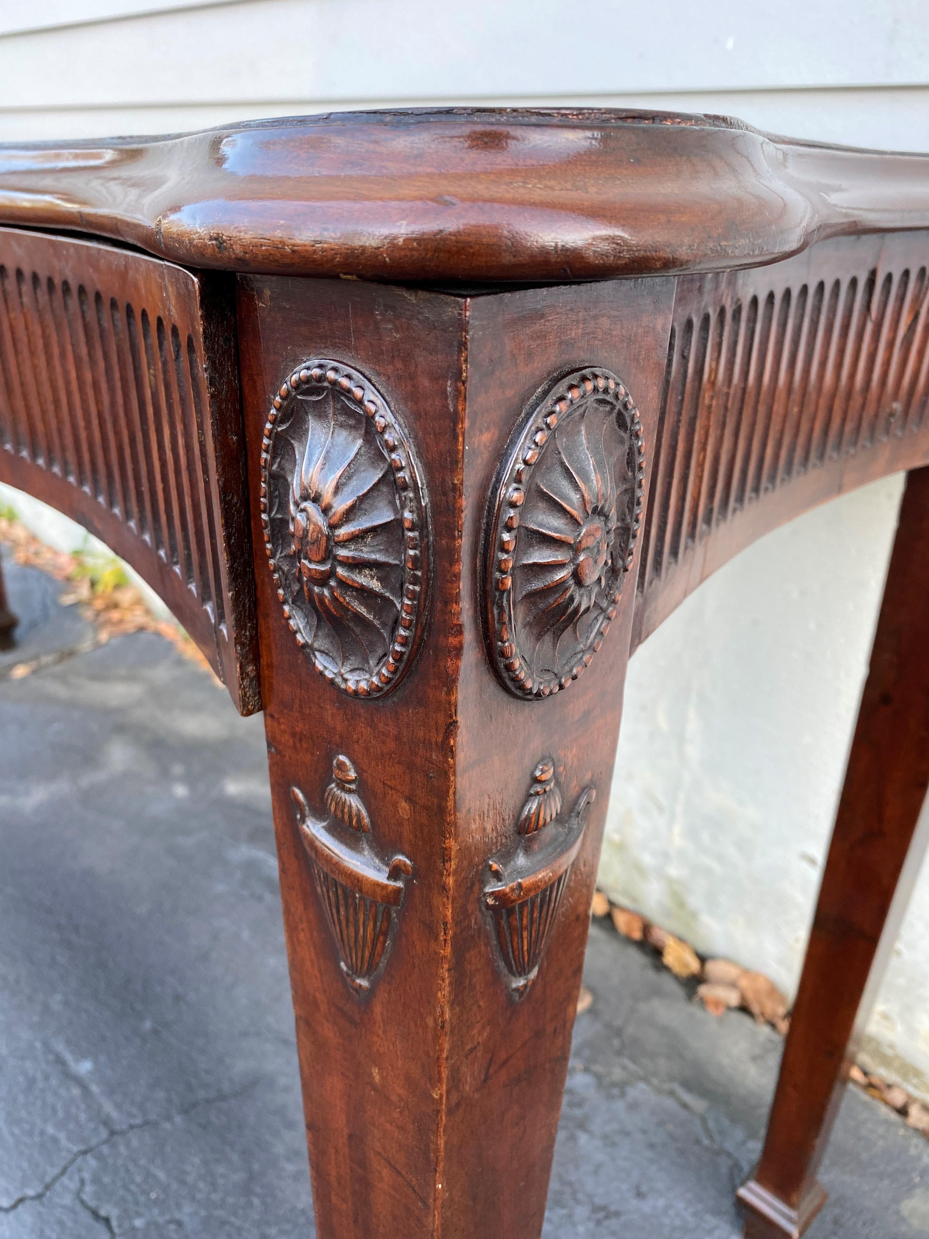 18th Century and Earlier Georgian Mahogany Serpentine Two Drawer Sideboard, Serving or Console Table For Sale