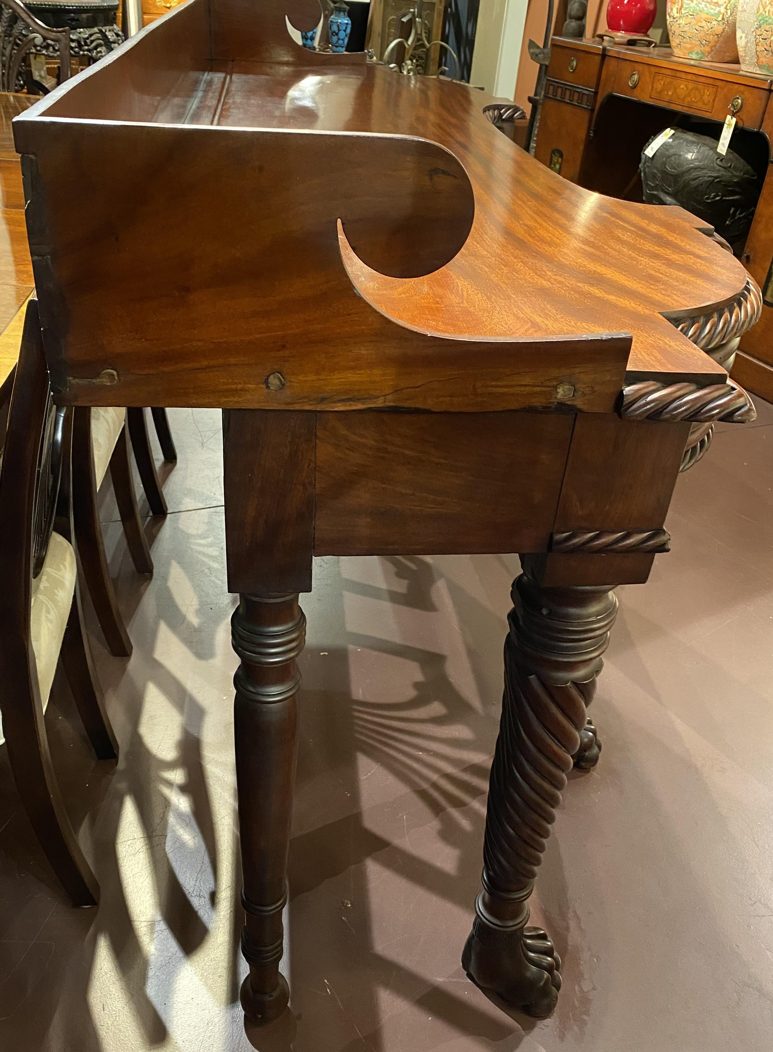 19th Century Georgian Mahogany Server with Shaped Splash Rail and Gadrooned Edge Top For Sale