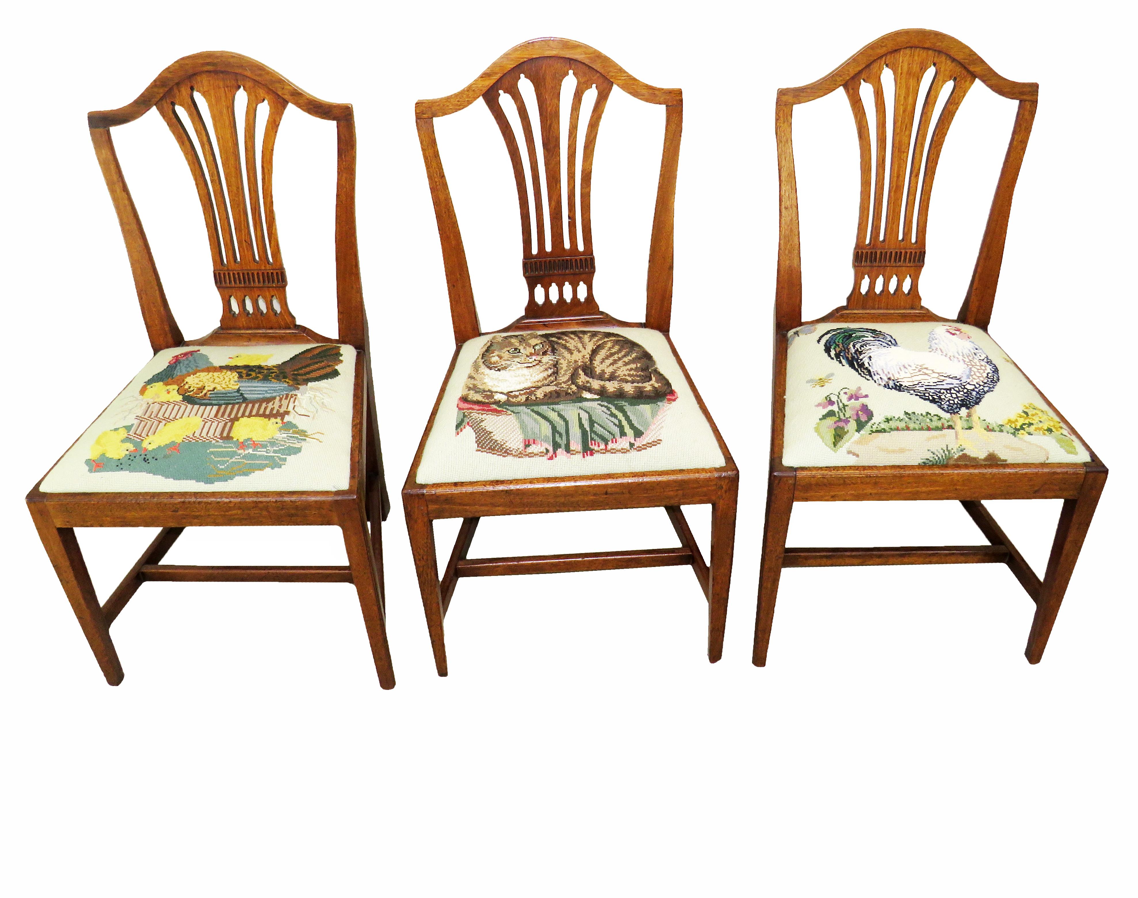 English Georgian Mahogany Set of 8 Antique Hepplewhite Dining Chairs