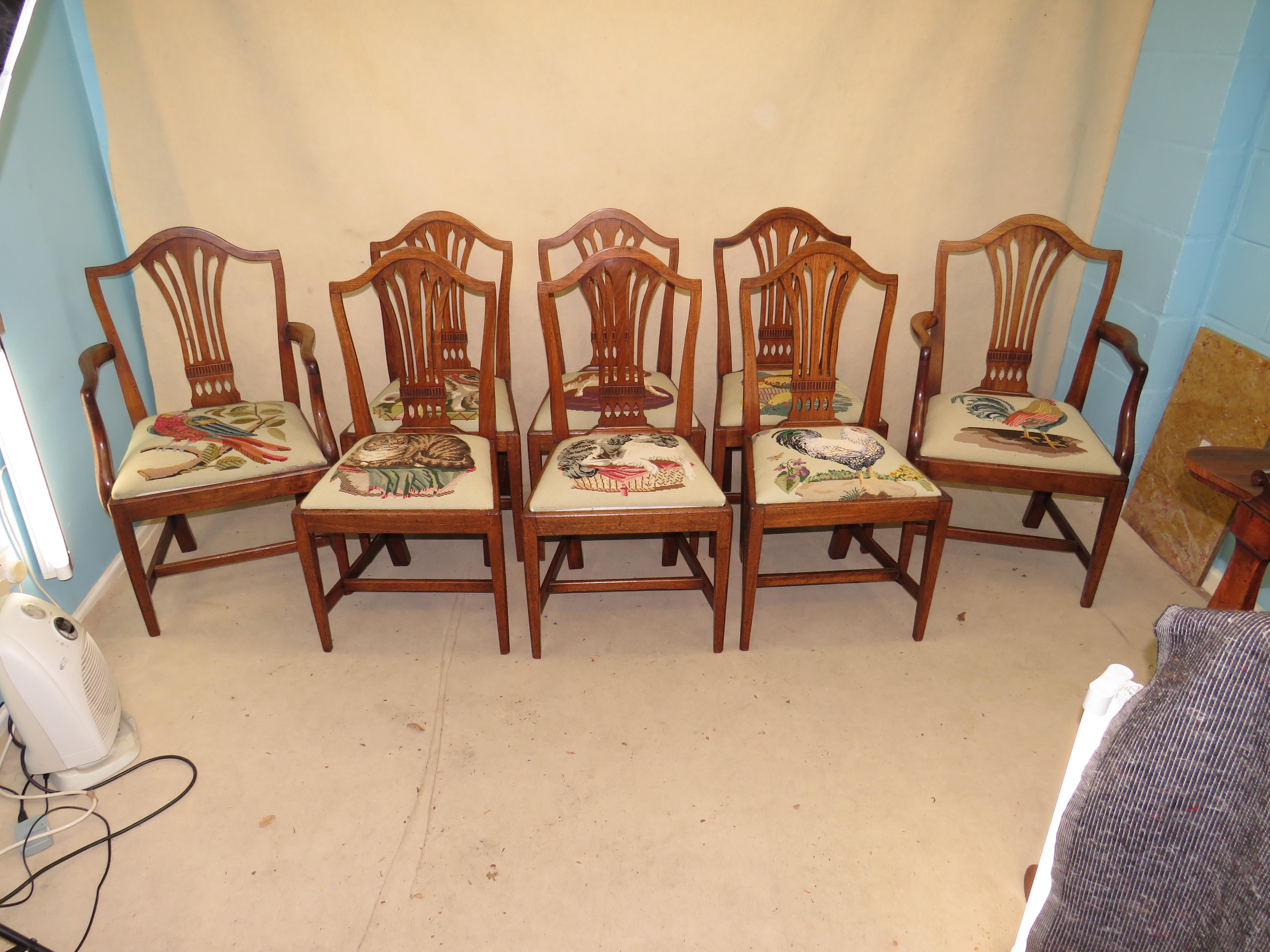 Georgian Mahogany Set of 8 Antique Hepplewhite Dining Chairs 2