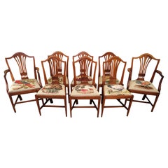 Georgian Mahogany Set of 8 Antique Hepplewhite Dining Chairs