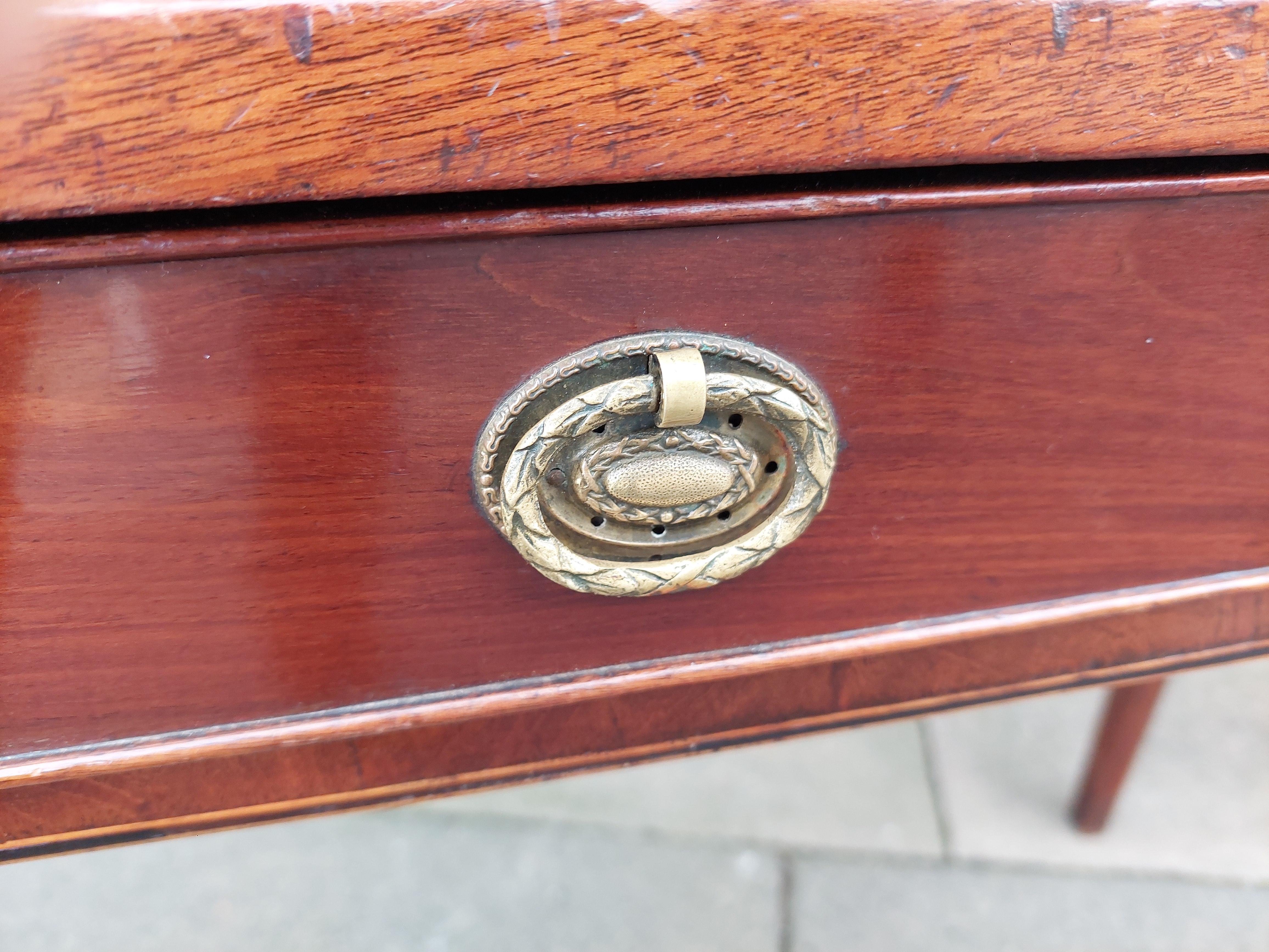 Brass Georgian Mahogany Side Hall Table For Sale