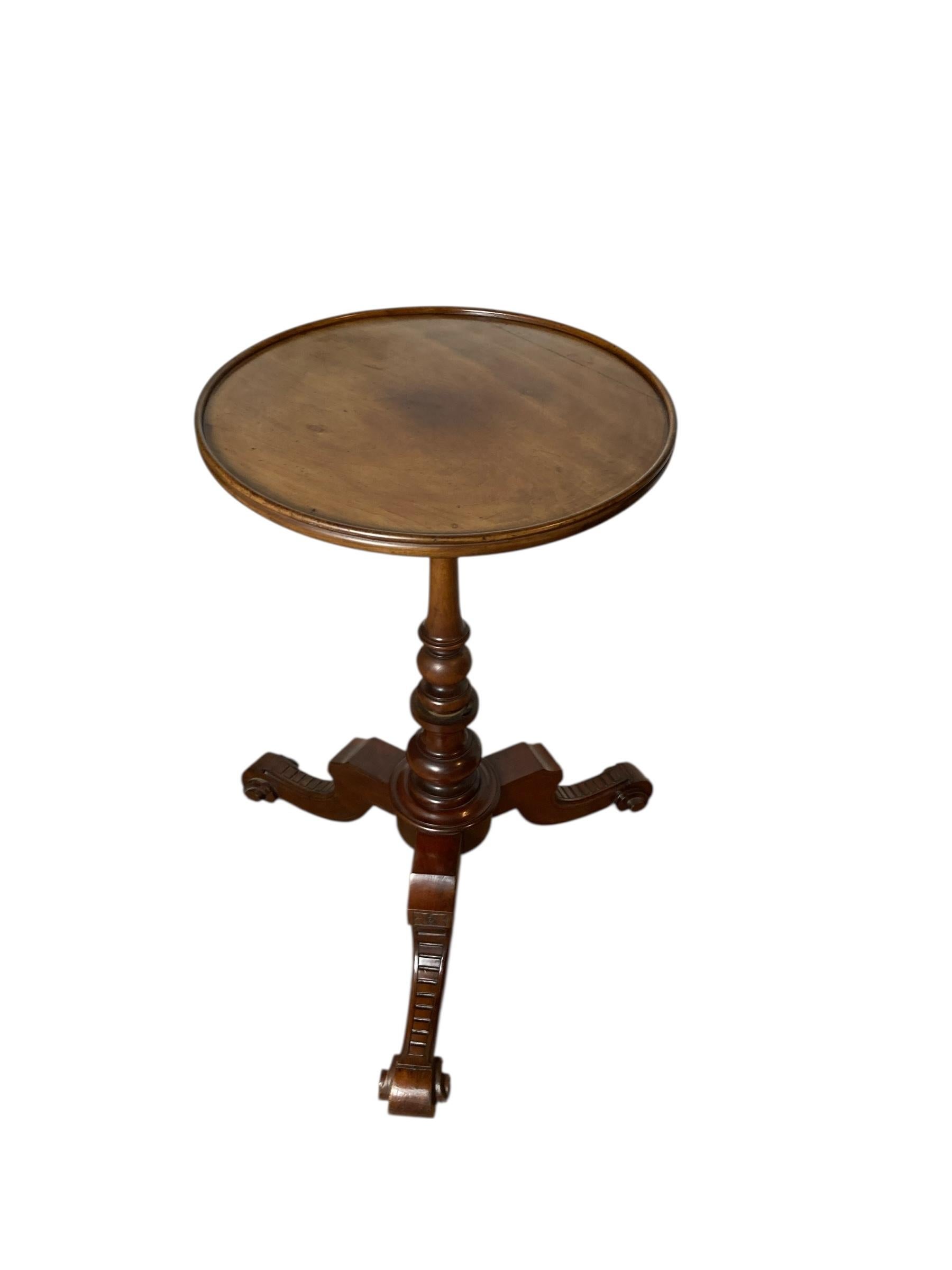 Georgian Mahogany Side, Wine Table or Plant Stand. Its compact design allows for easy placement in any room, while the natural wood finish adds warmth and character to your decor. Enhance your home with this stylish and functional addition that
