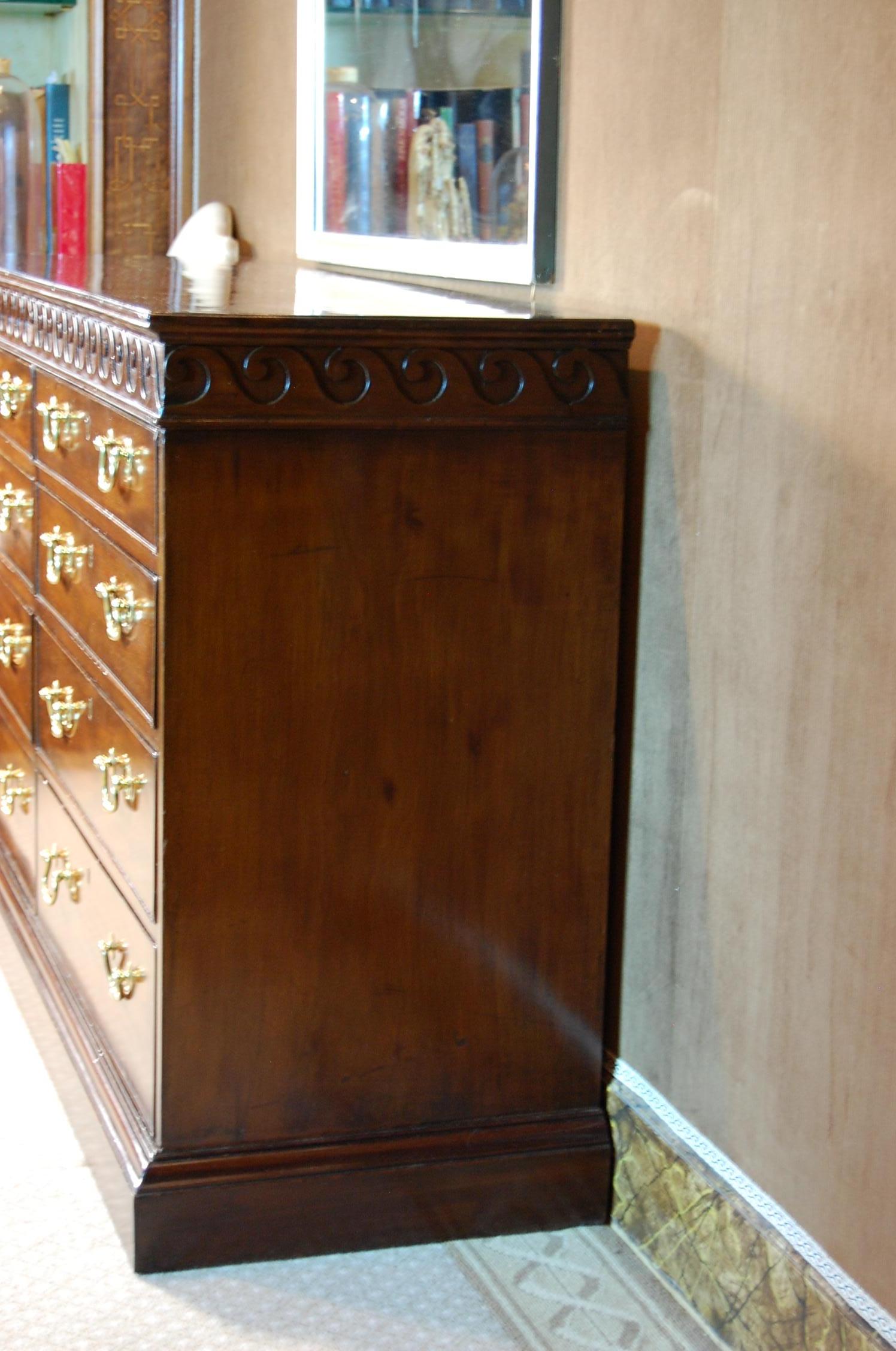 Hand-Carved Georgian Mahogany Sideboard with Silver Flatware Storage Circa 1800
