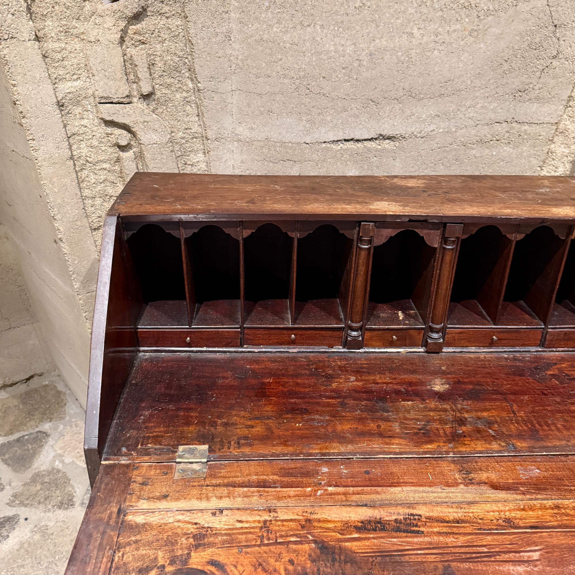 Patinato Georgian Mahogany Slant Front Secretary Desk Adam Style Slant-Front Bureau in vendita