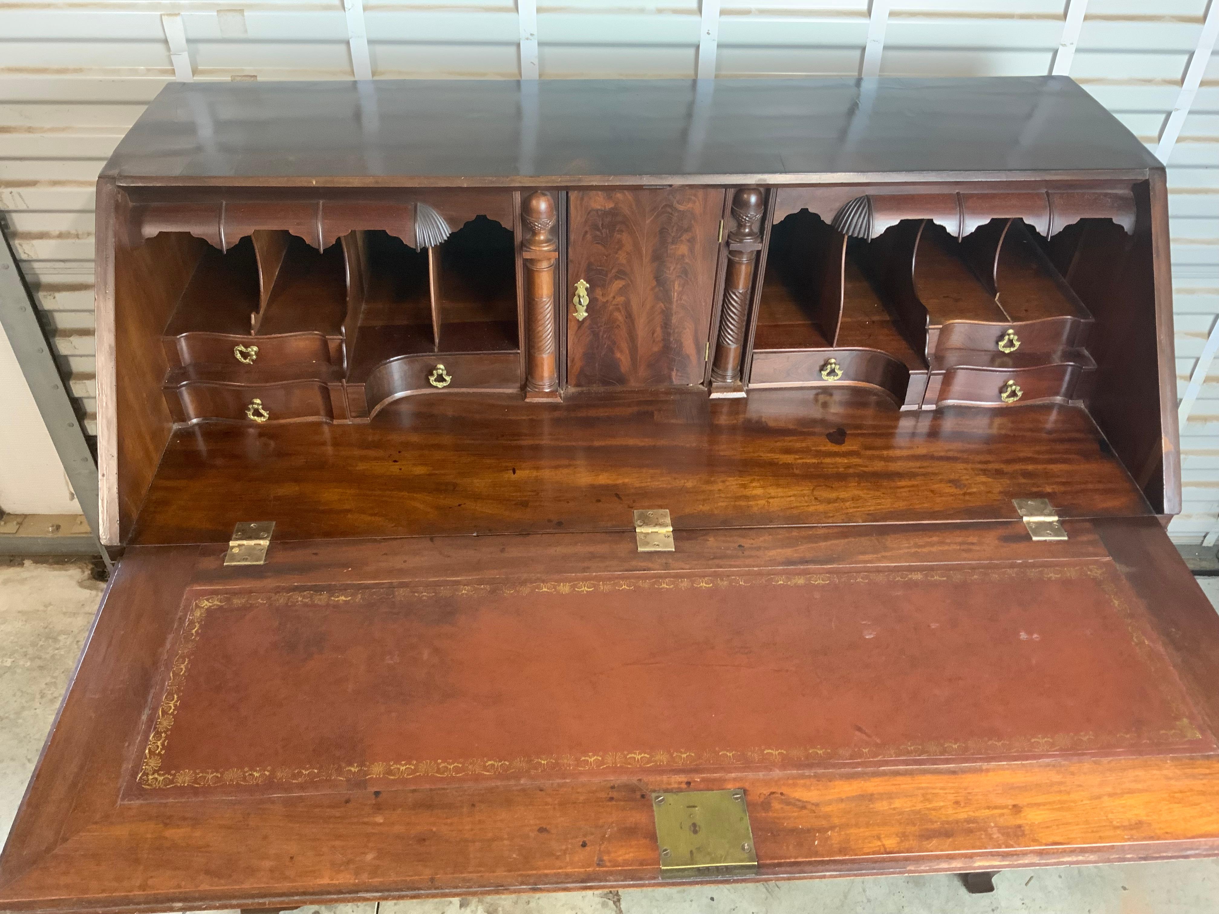 19th Century Georgian Mahogany Slant Front Secretary Desk