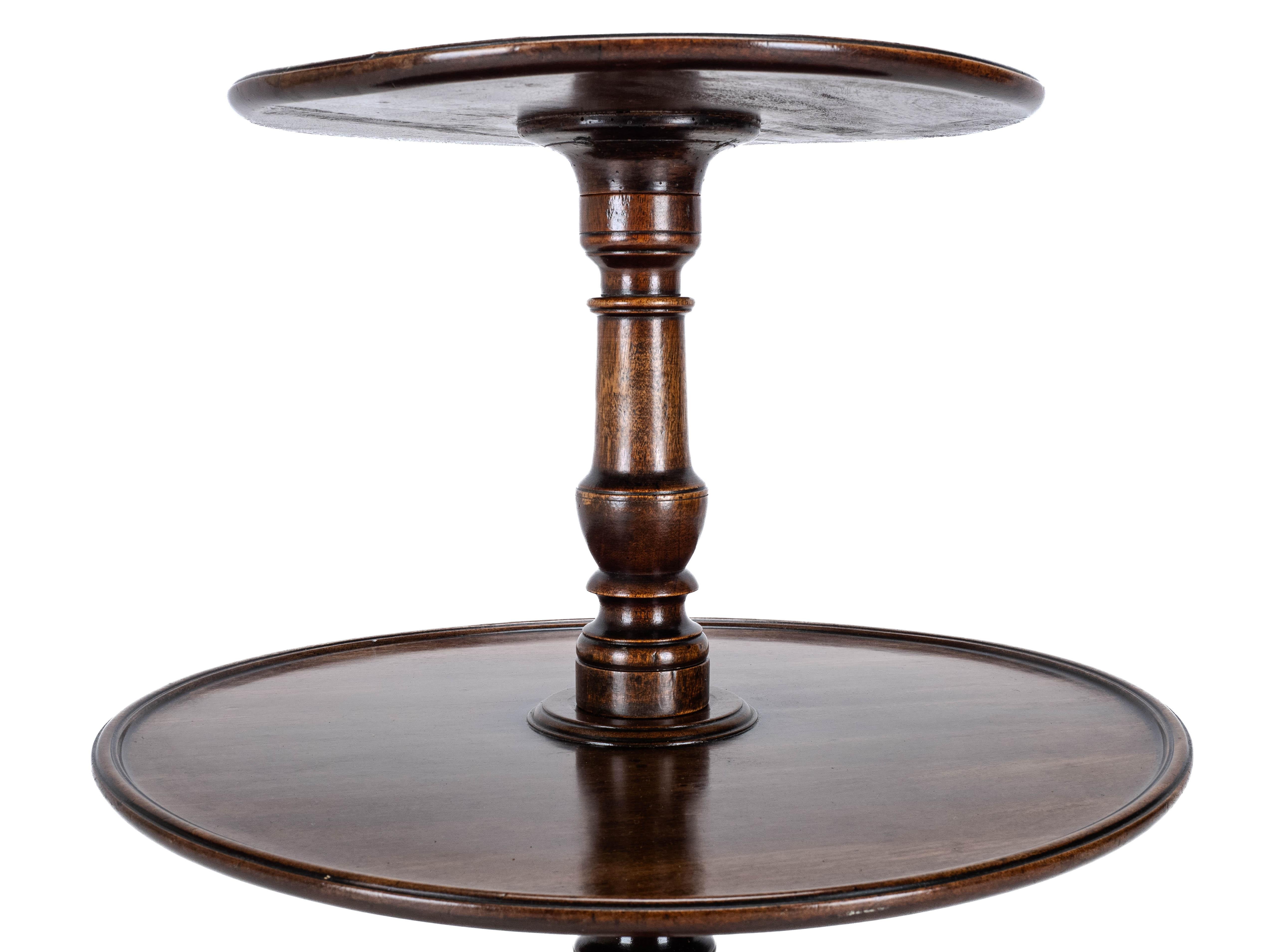 Georgian Mahogany Small 2 Tier Dumb Waiter Tripod Table circa 1800 (George III) 5