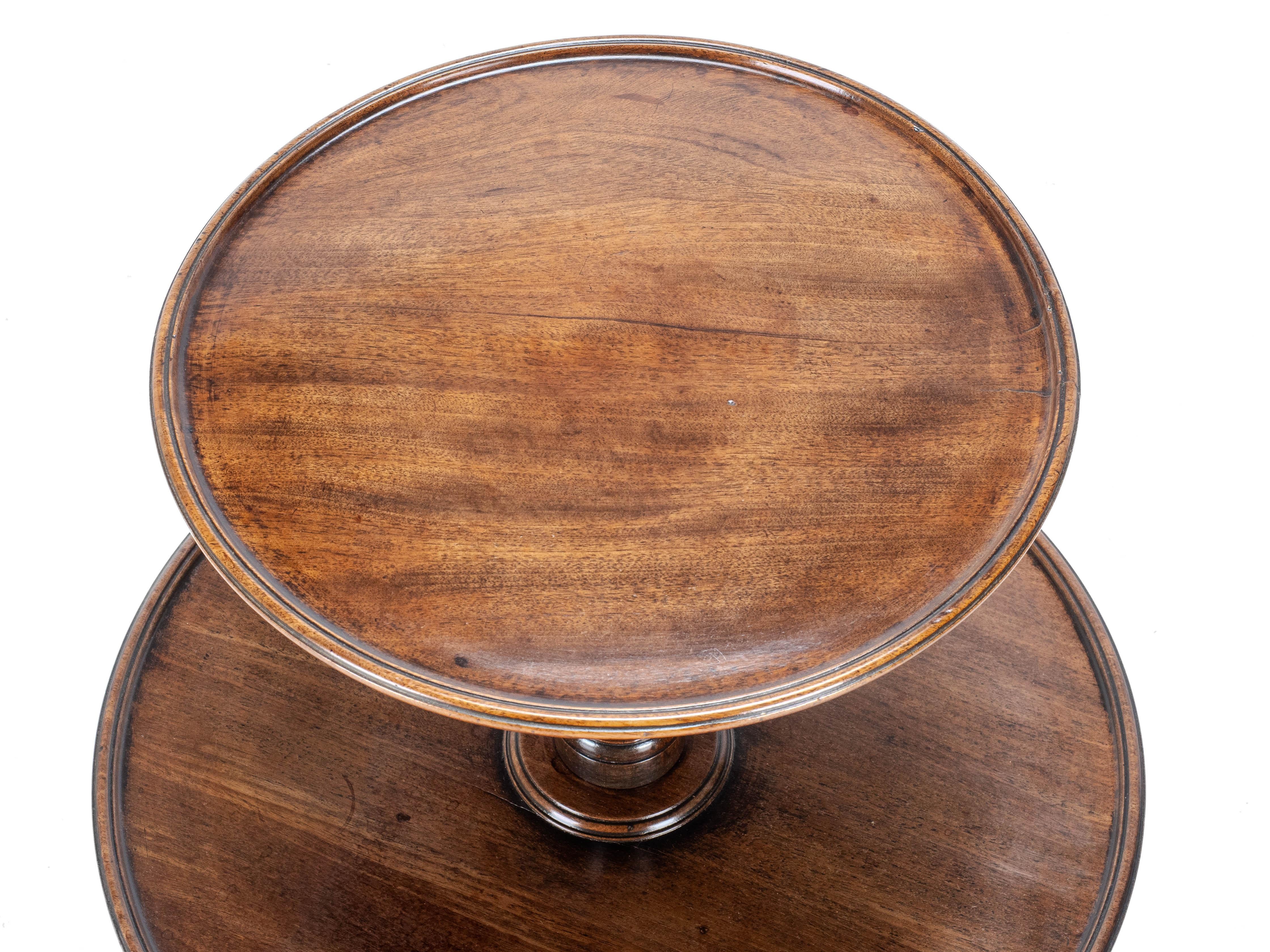 Georgian Mahogany Small 2 Tier Dumb Waiter Tripod Table circa 1800 (George III) 1