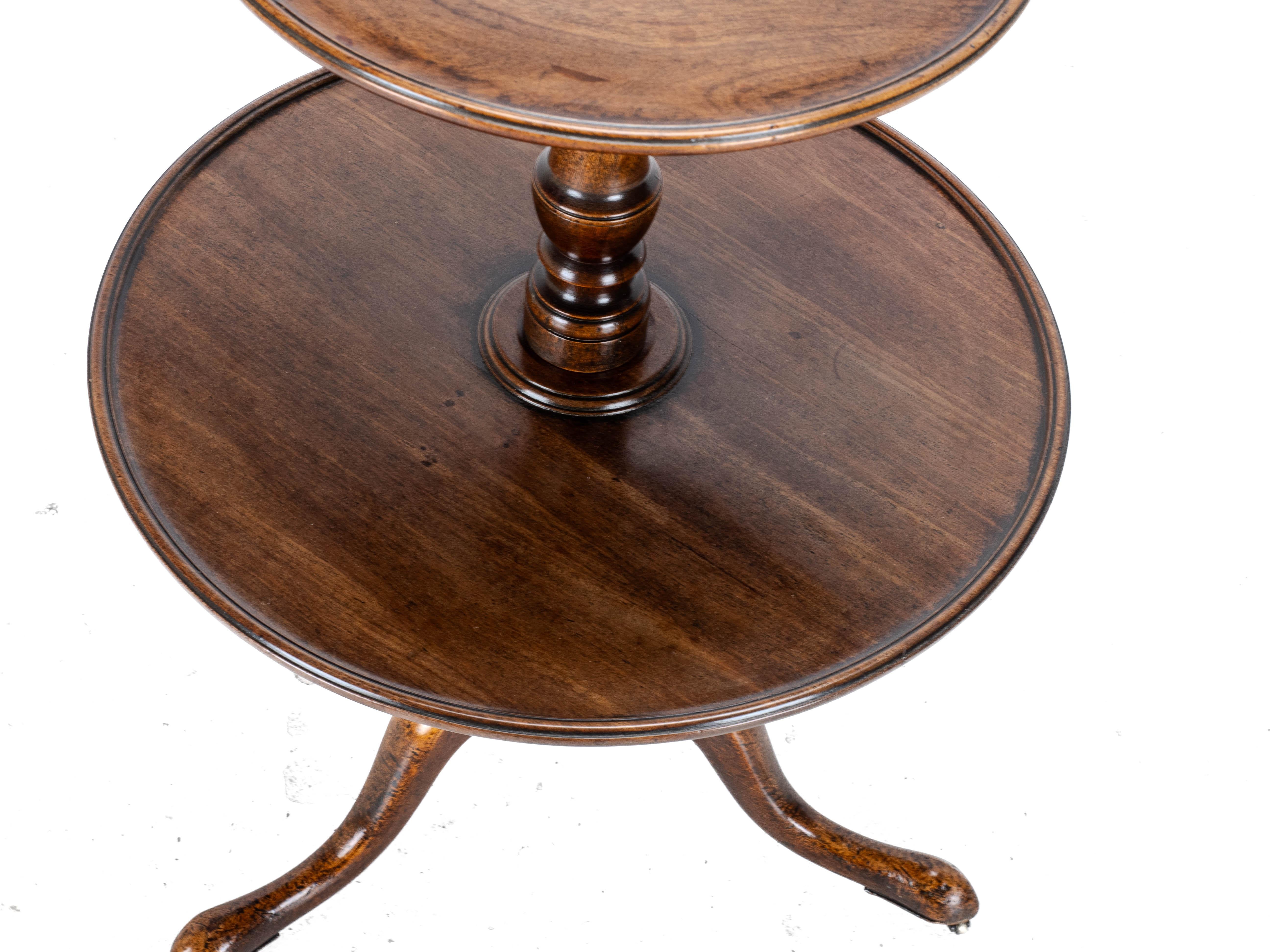 Georgian Mahogany Small 2 Tier Dumb Waiter Tripod Table circa 1800 (George III) 3