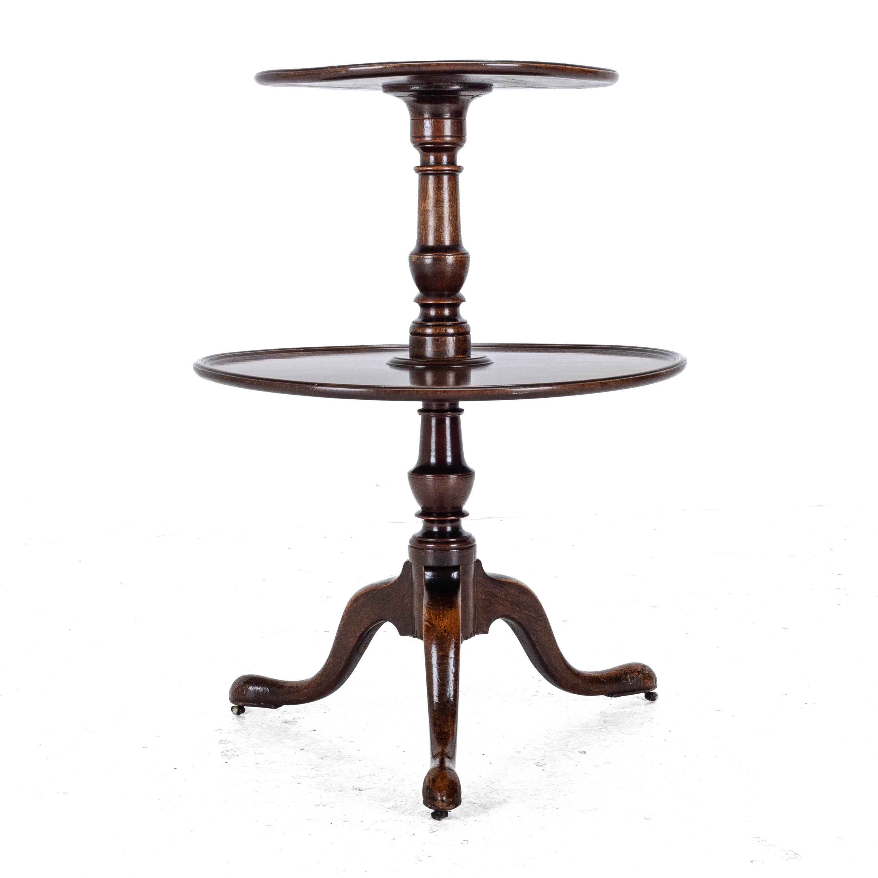 Georgian Mahogany Small 2 Tier Dumb Waiter Tripod Table circa 1800 (George III) 4