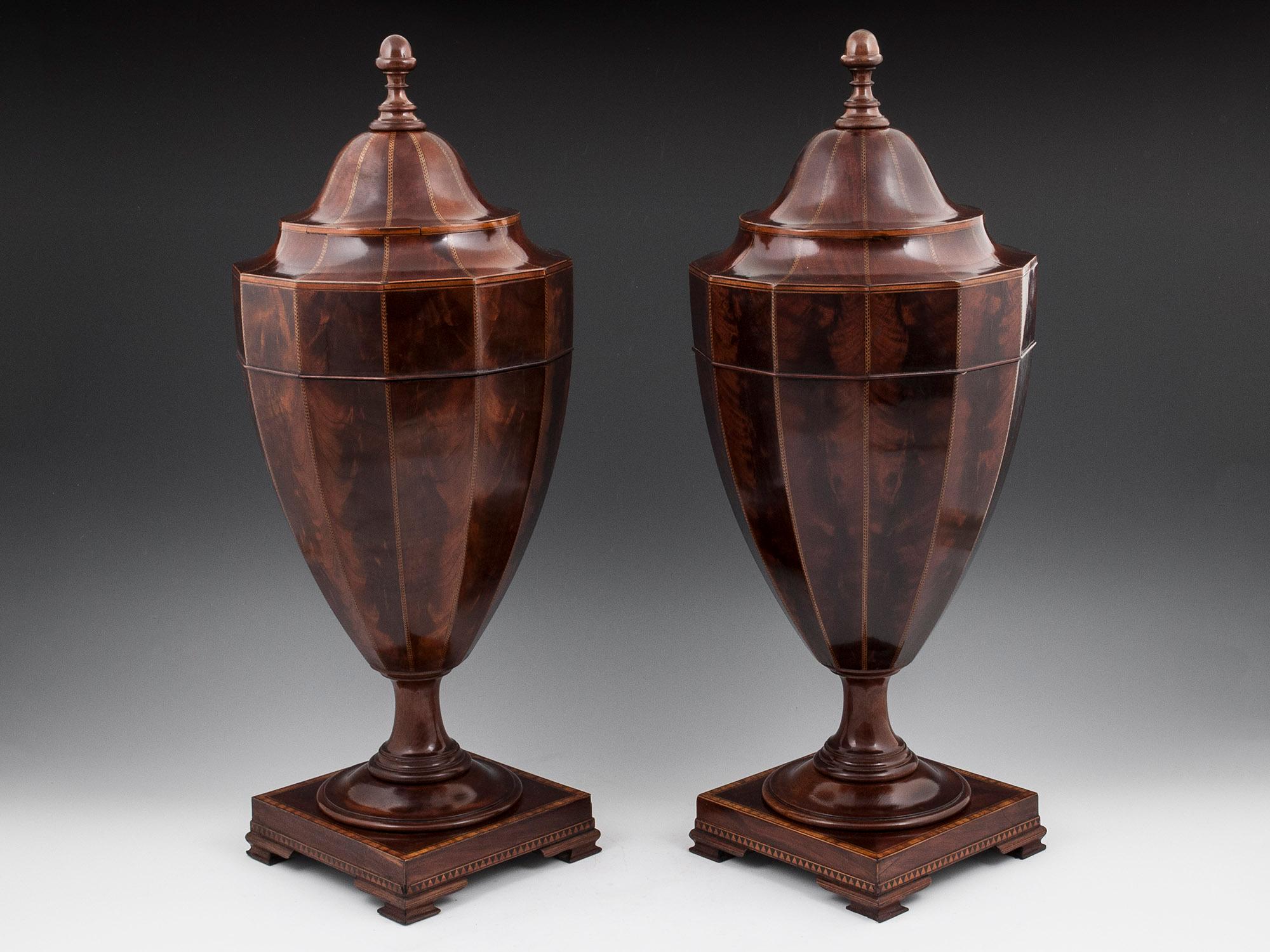 18th Century Georgian Mahogany Spoon Cutlery Urns