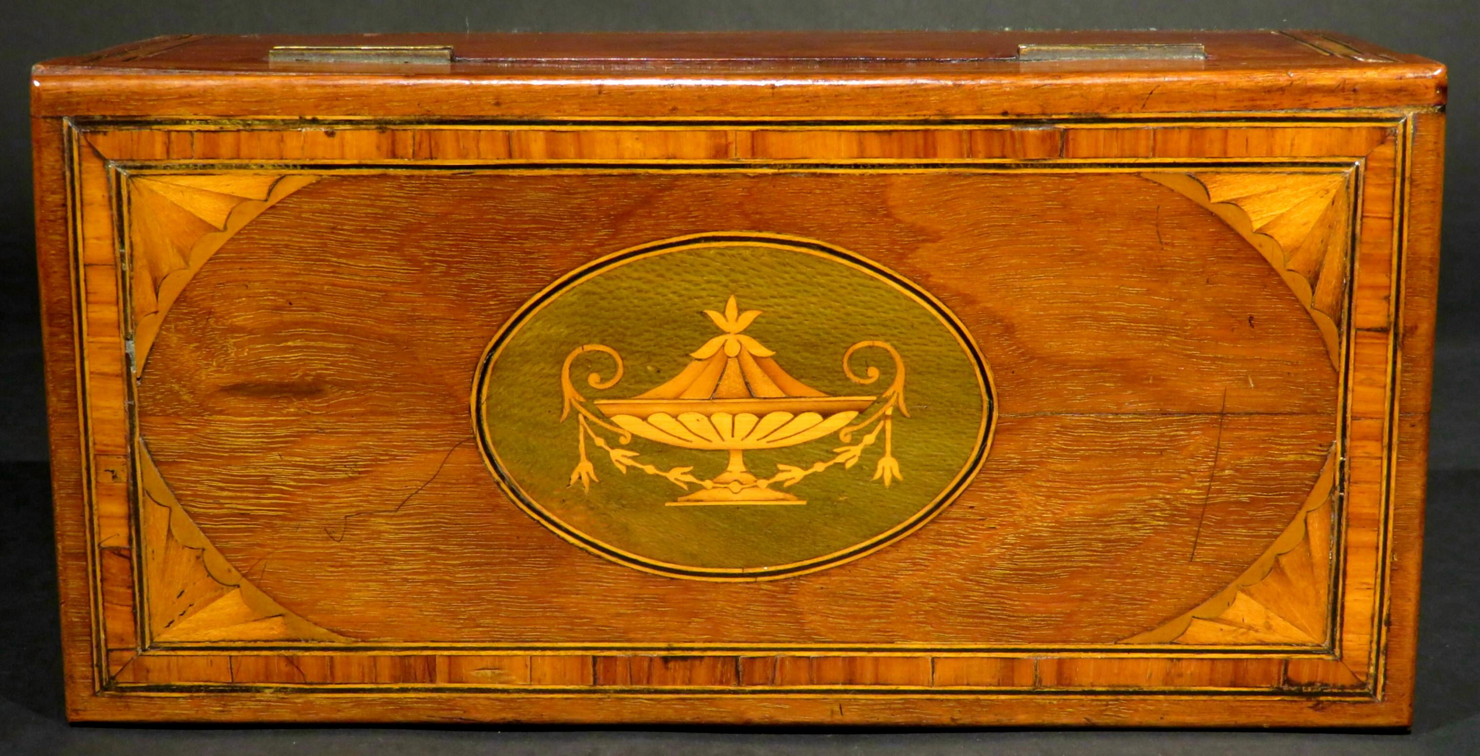 English Georgian Mahogany Tea Caddy Converted to a Document /Jewelry Box, circa 1810