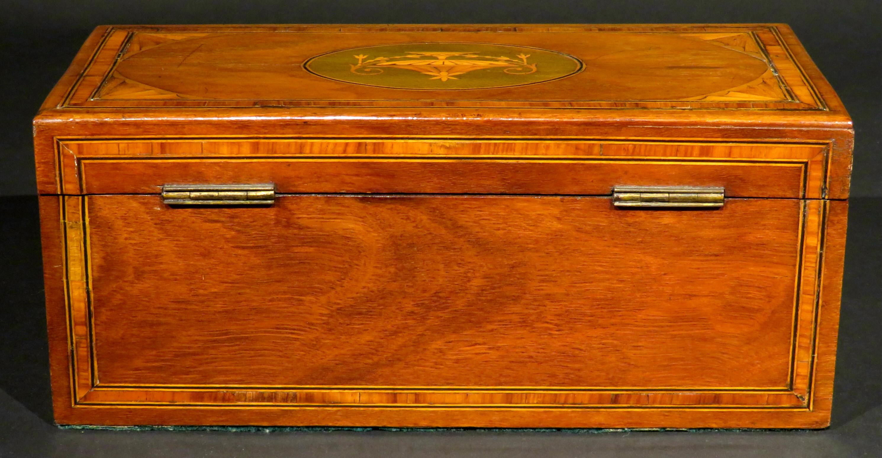 Inlay Georgian Mahogany Tea Caddy Converted to a Document /Jewelry Box, circa 1810