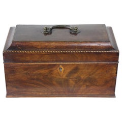 Georgian Mahogany Tea Caddy with Satinwood and Ebony Inlaid Stringing