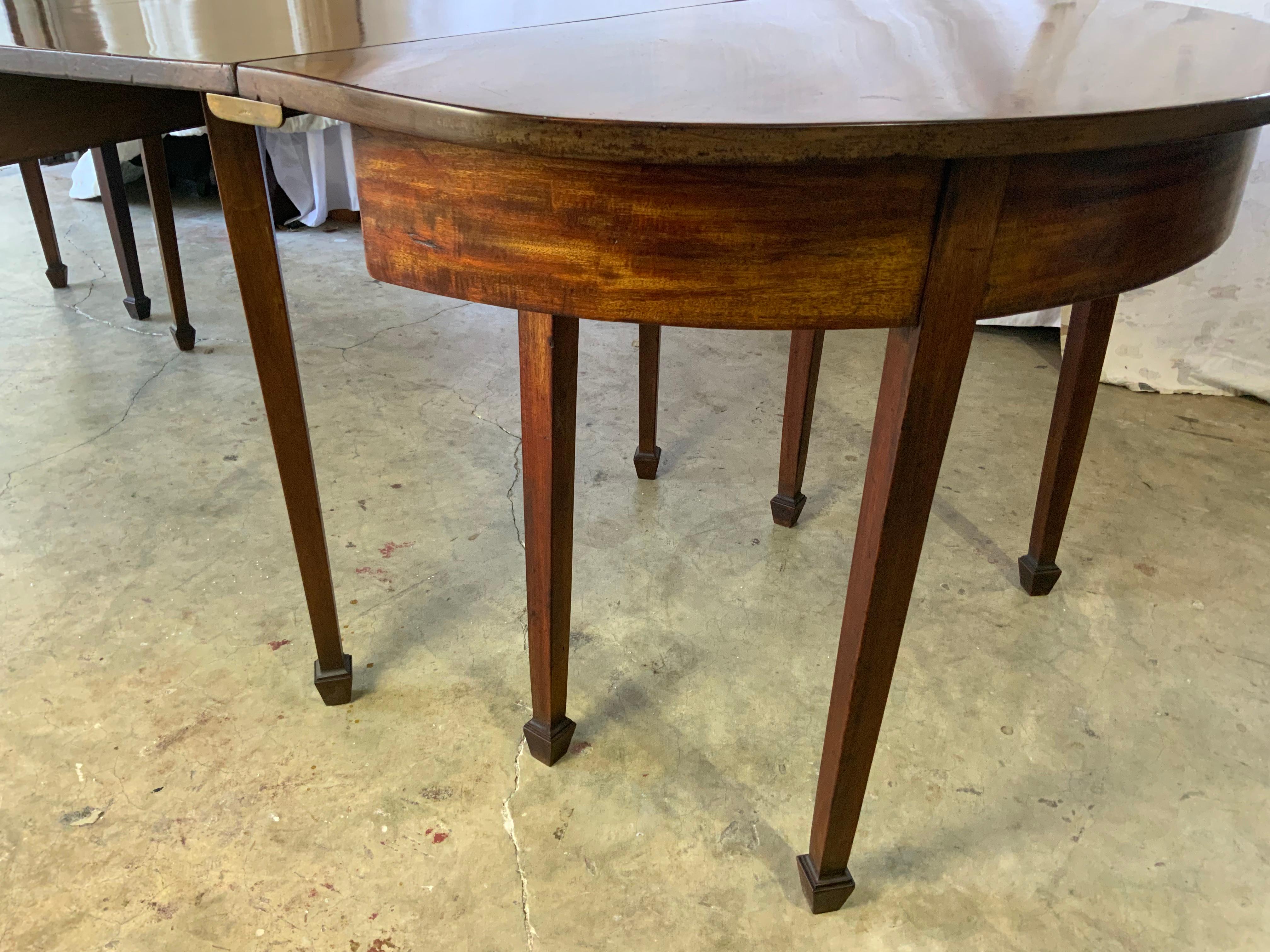 English Georgian Mahogany Three Piece Dining Table