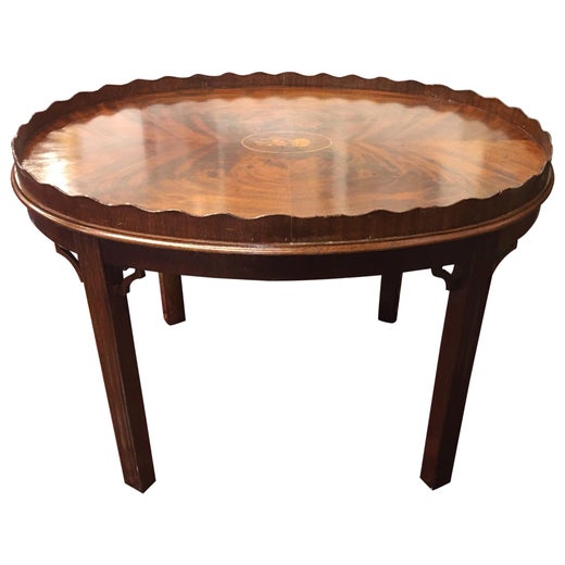 Georgian Mahogany Tray Table Or Coffee, Oval Shaped Coffee Table Tray