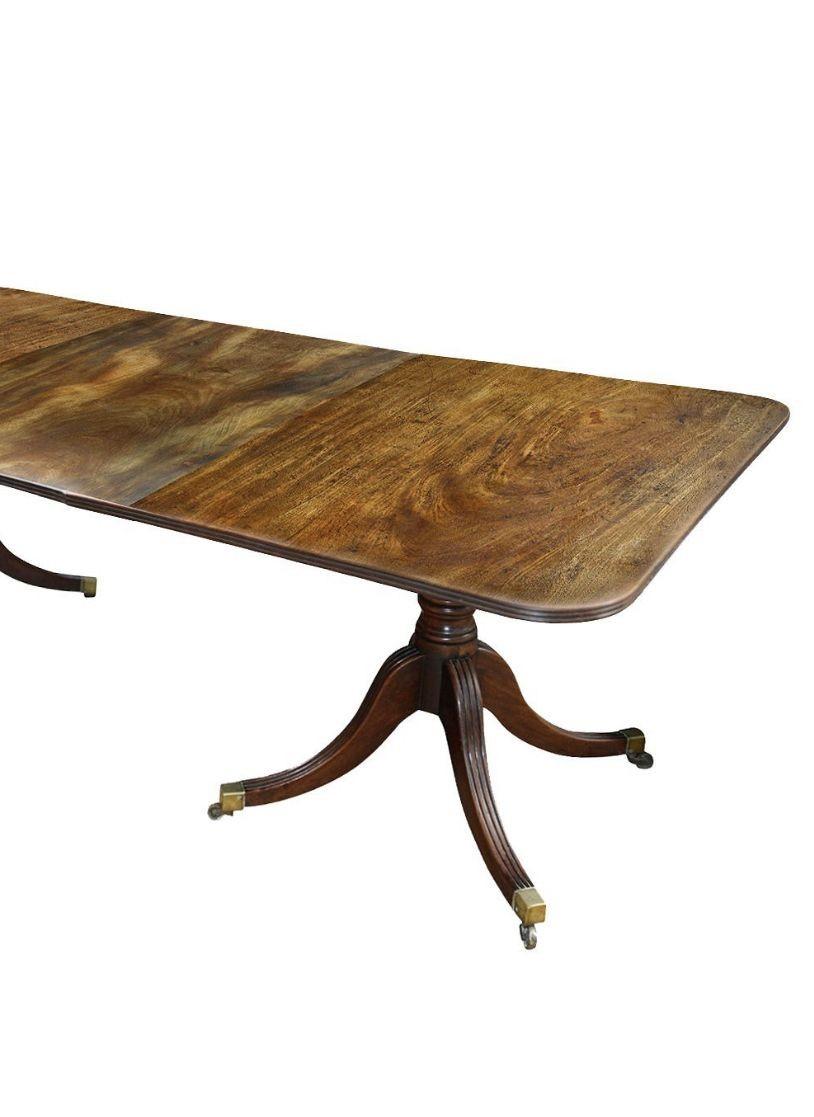 Regency Table de salle à manger géorgienne à deux piédestaux, 1810 en vente