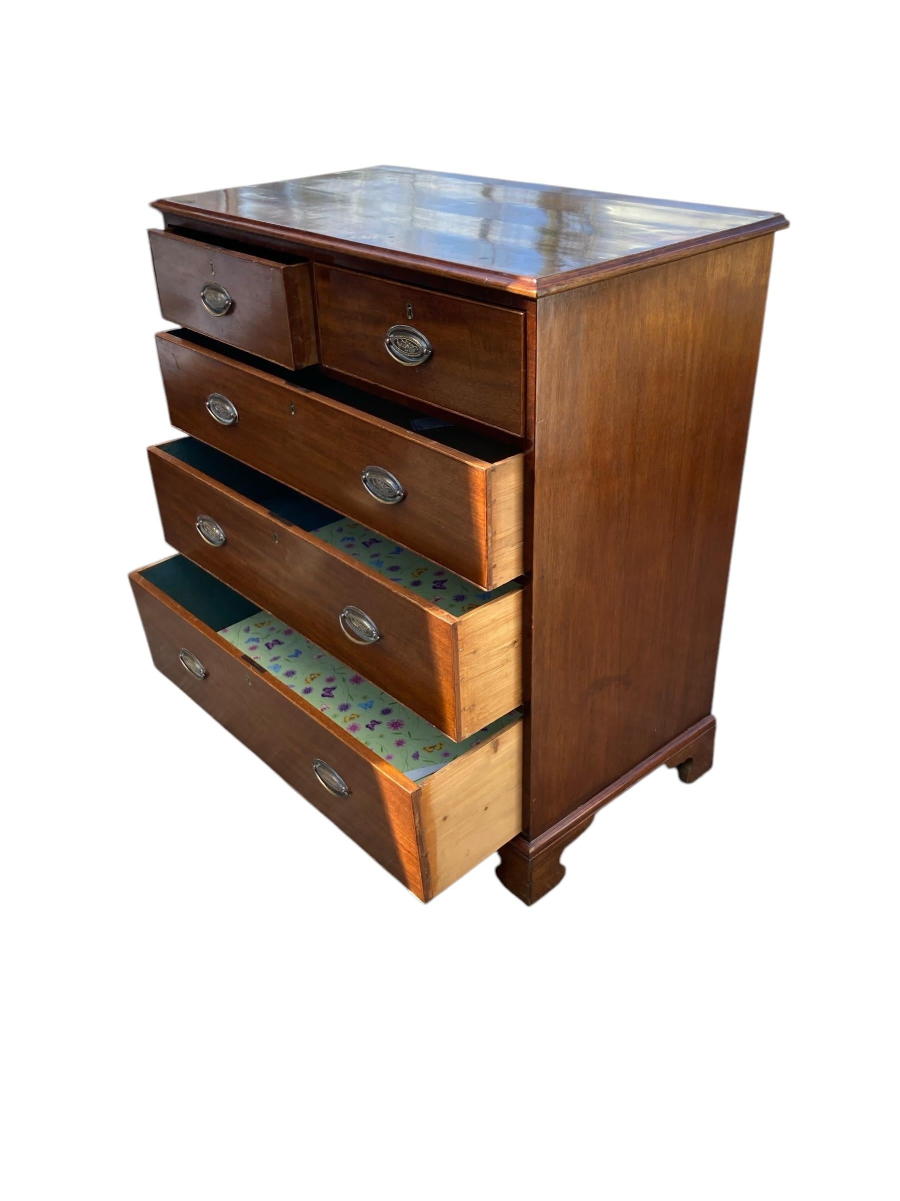 Georgian Mahogany Two over three Five drawer Chest For Sale 4