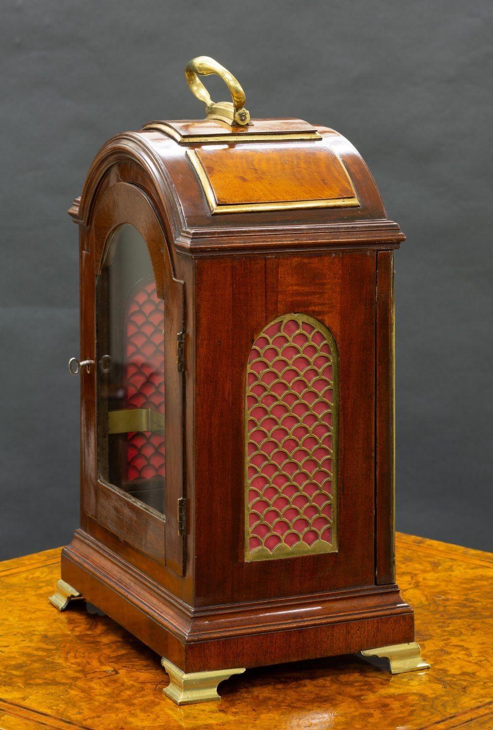 English Georgian Mahogany Verge Bracket Clock by George Turner, Honiton For Sale