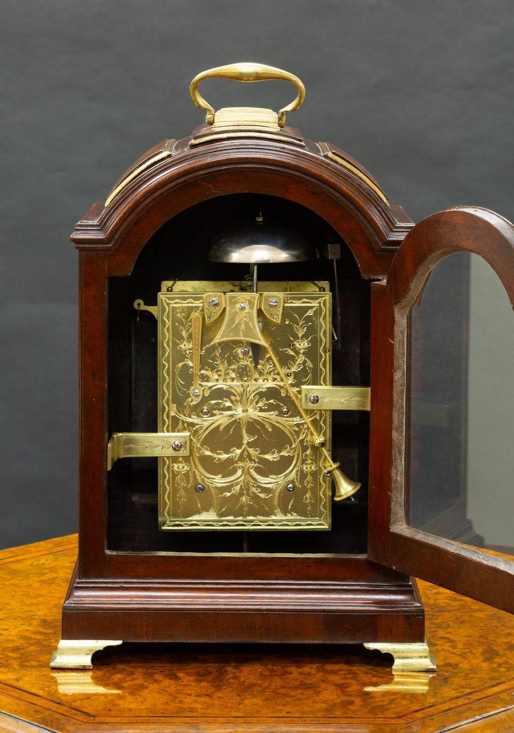 Georgian Mahogany Verge Bracket Clock by George Turner, Honiton For Sale 1