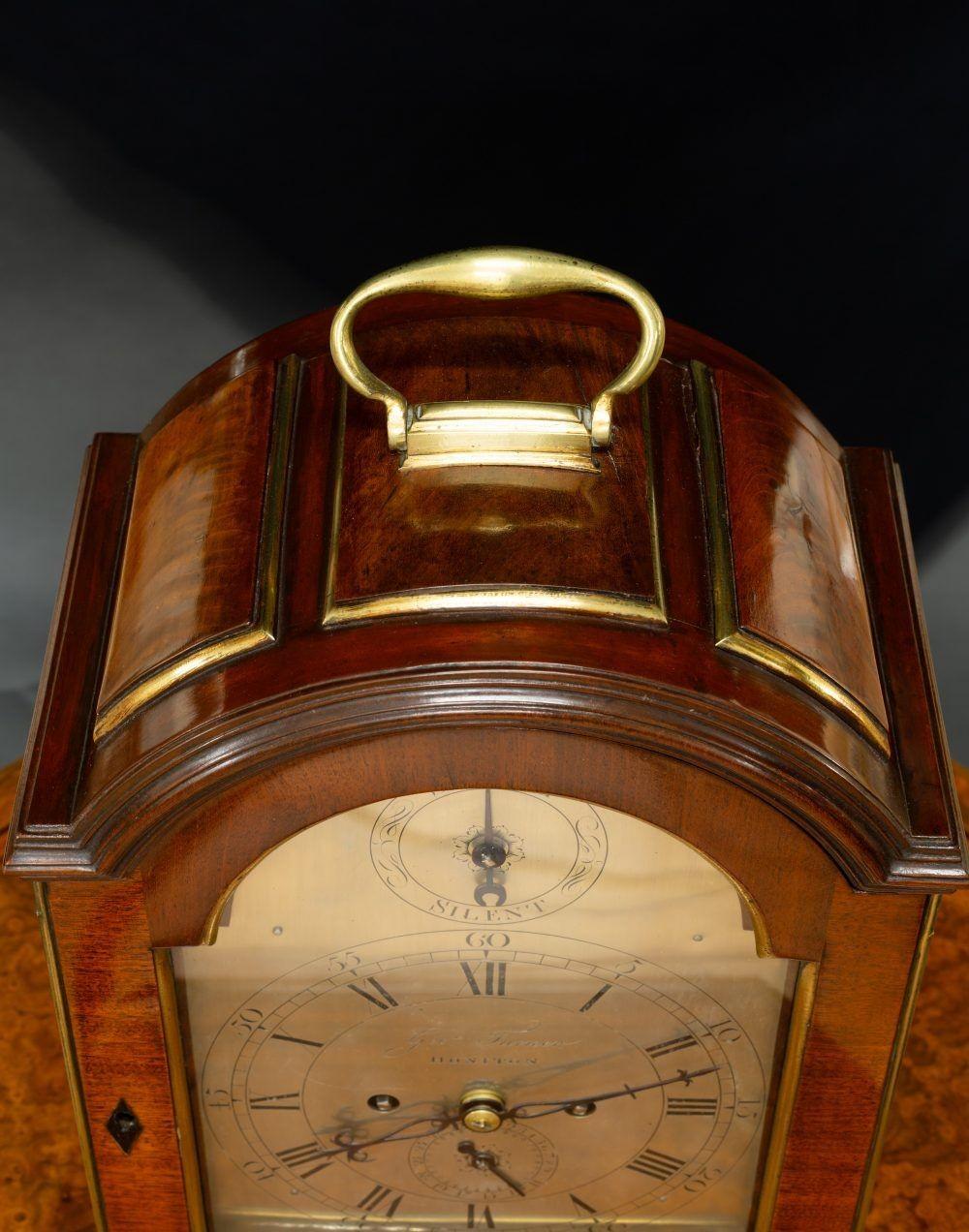 Georgian Mahogany Verge Bracket Clock by George Turner, Honiton For Sale 2