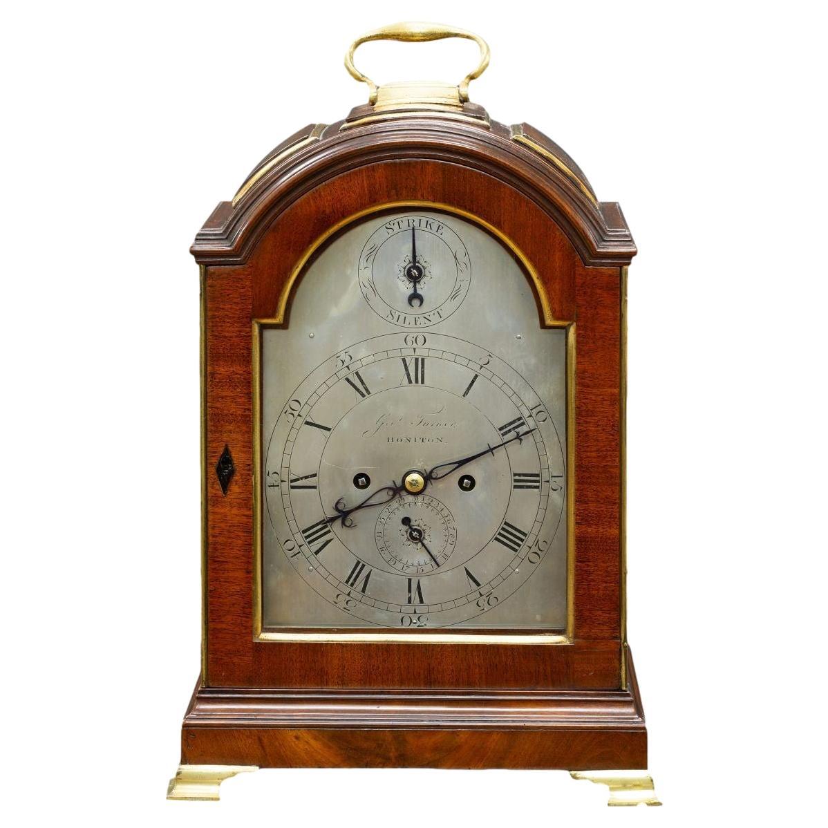 Georgian Mahogany Verge Bracket Clock by George Turner, Honiton For Sale
