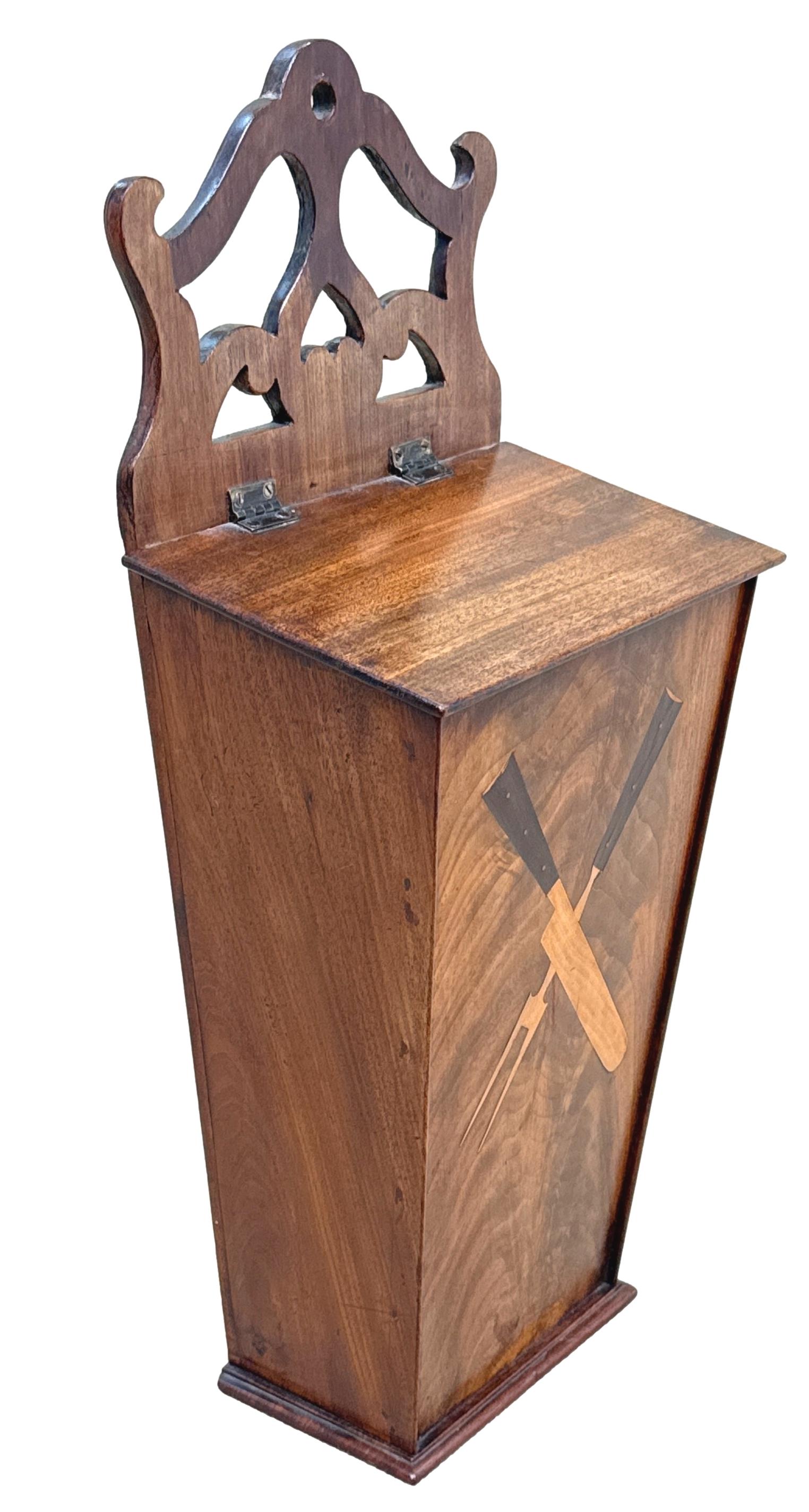 George III Georgian Mahogany Wall Hanging Cutlery Or Candle Box For Sale