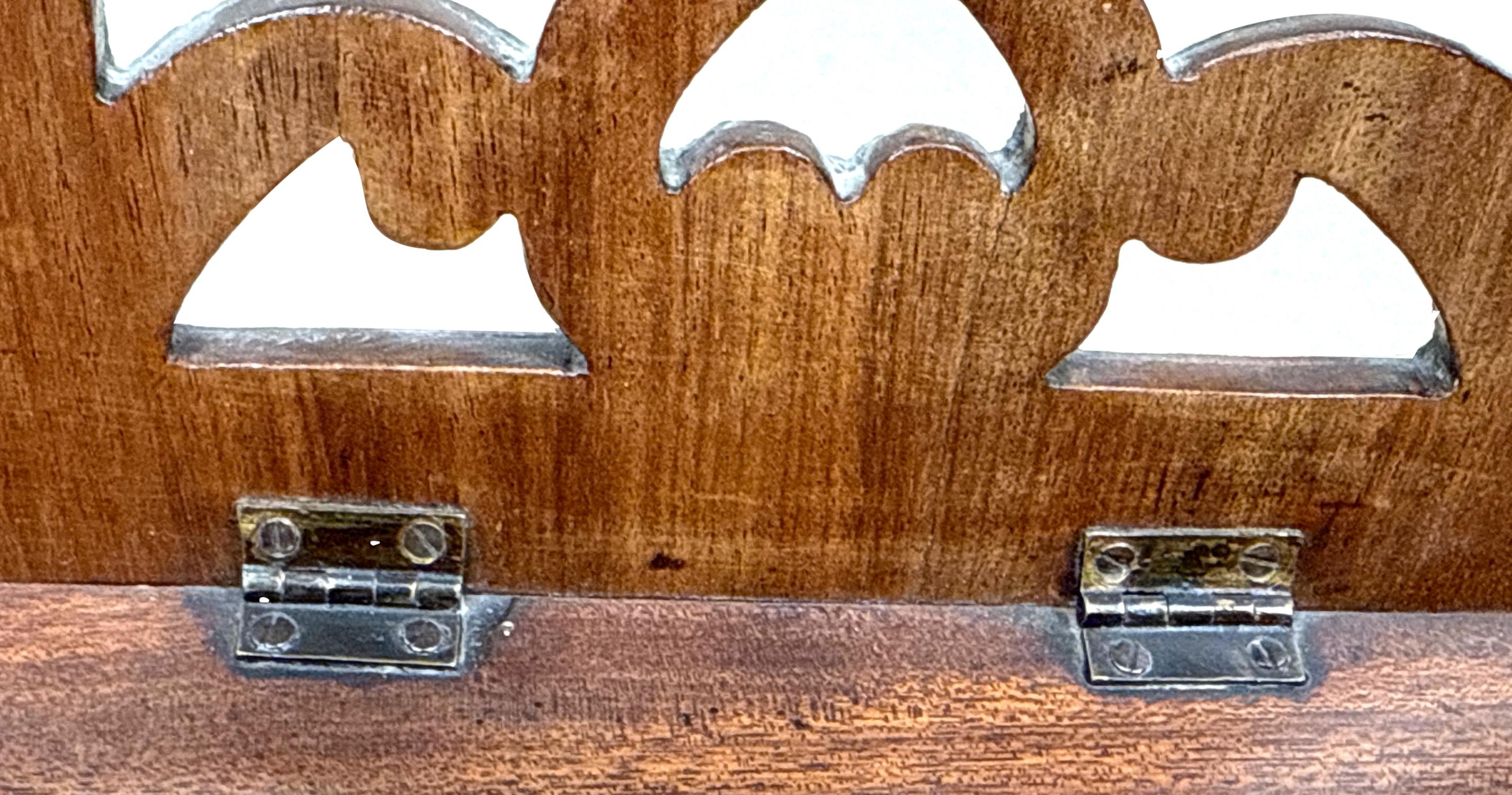 English Georgian Mahogany Wall Hanging Cutlery Or Candle Box For Sale