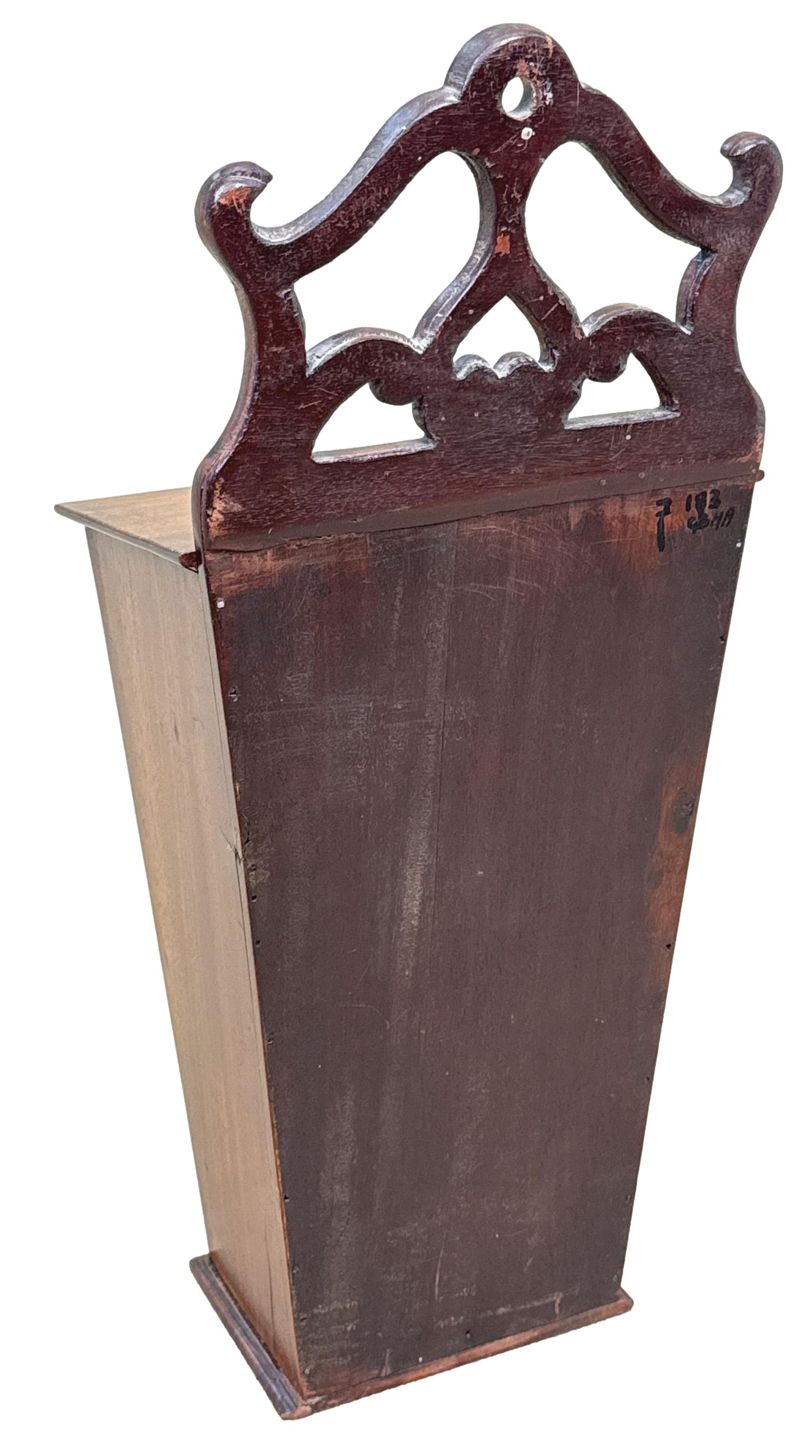 Georgian Mahogany Wall Hanging Cutlery Or Candle Box For Sale 2