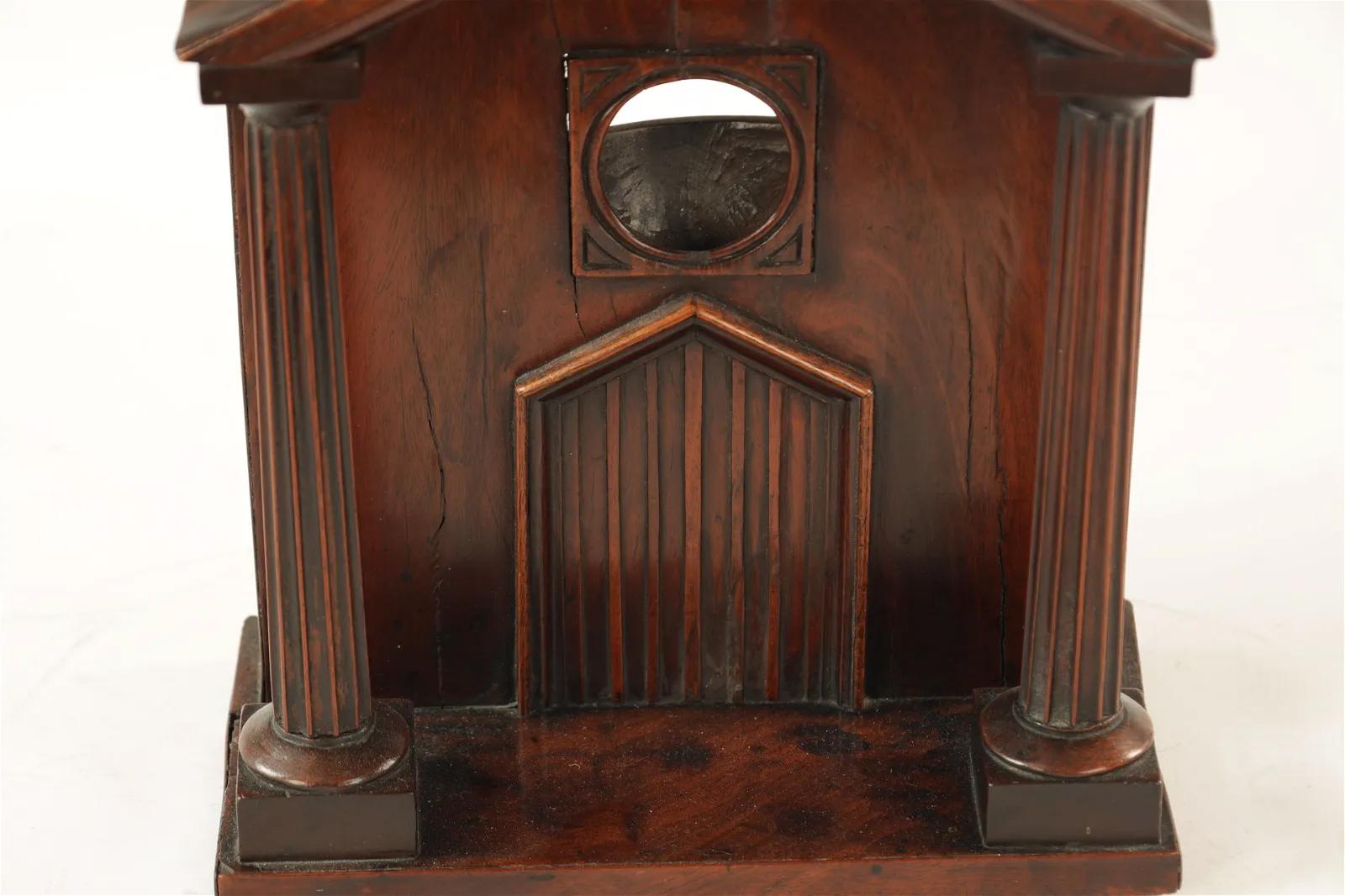 English Georgian Mahogany Watch Hutch in the Form of a Columned Portico For Sale