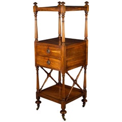 Georgian Mahogany What Not with Drawers and Turned Finials