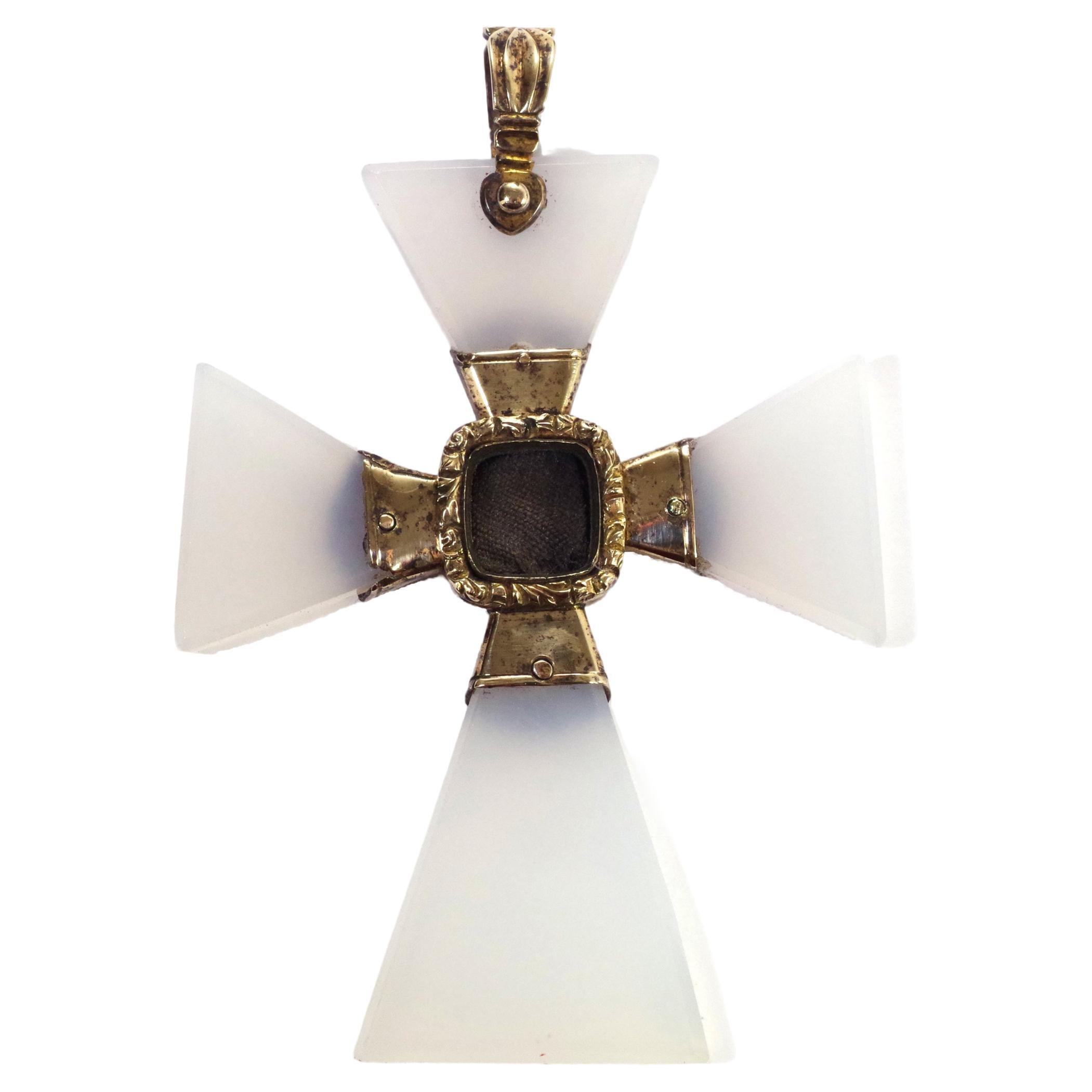 Georgian Maltese cross chalcedony pendant For Sale