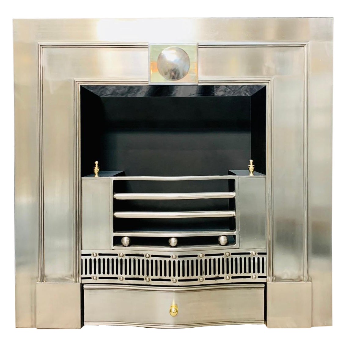 Georgian Manner Polished Steel Fireplace Insert