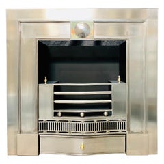 Vintage Georgian Manner Polished Steel Fireplace Insert