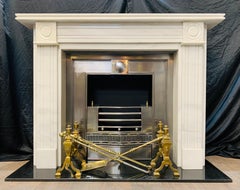 Georgian Manner White Marble Bullseye Fireplace Surround