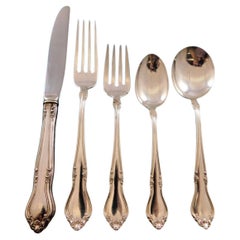 Georgian Manor by Lunt Sterling Silver Flatware Service for 12 Set 60 pieces