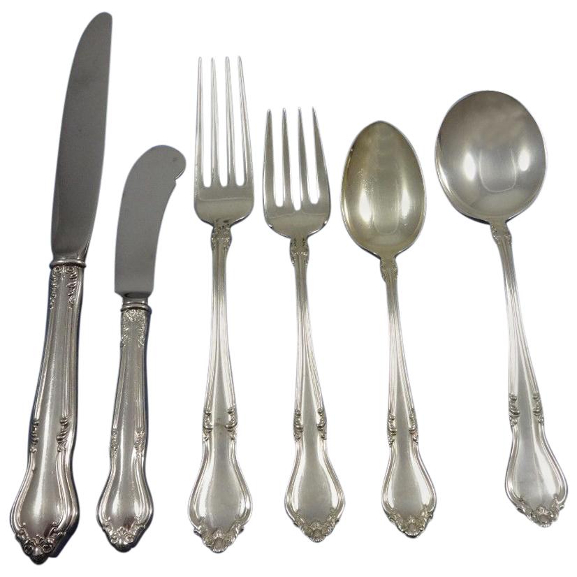 Georgian Manor by Lunt Sterling Silver Flatware Set for Eight Service 54 Pieces For Sale